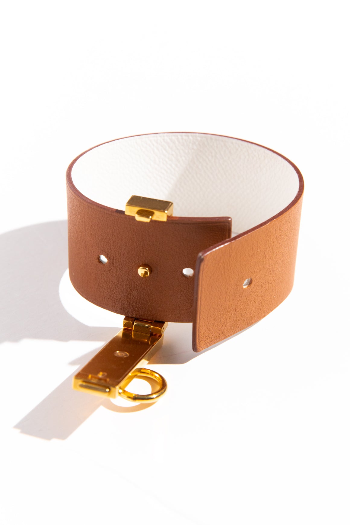 HERMES Brown Epsom Leather Cuff