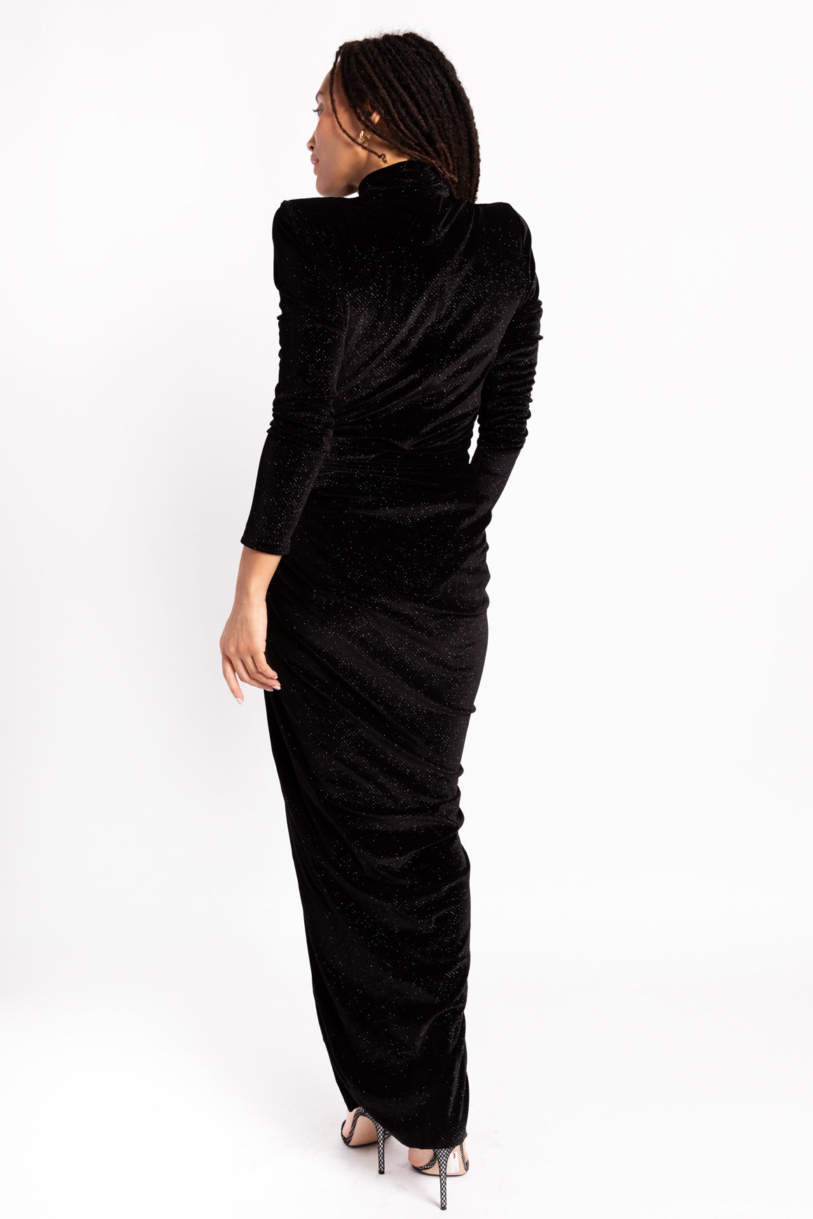 ALEXANDRE VAUTHIER Black Sparkly Velvet Gown