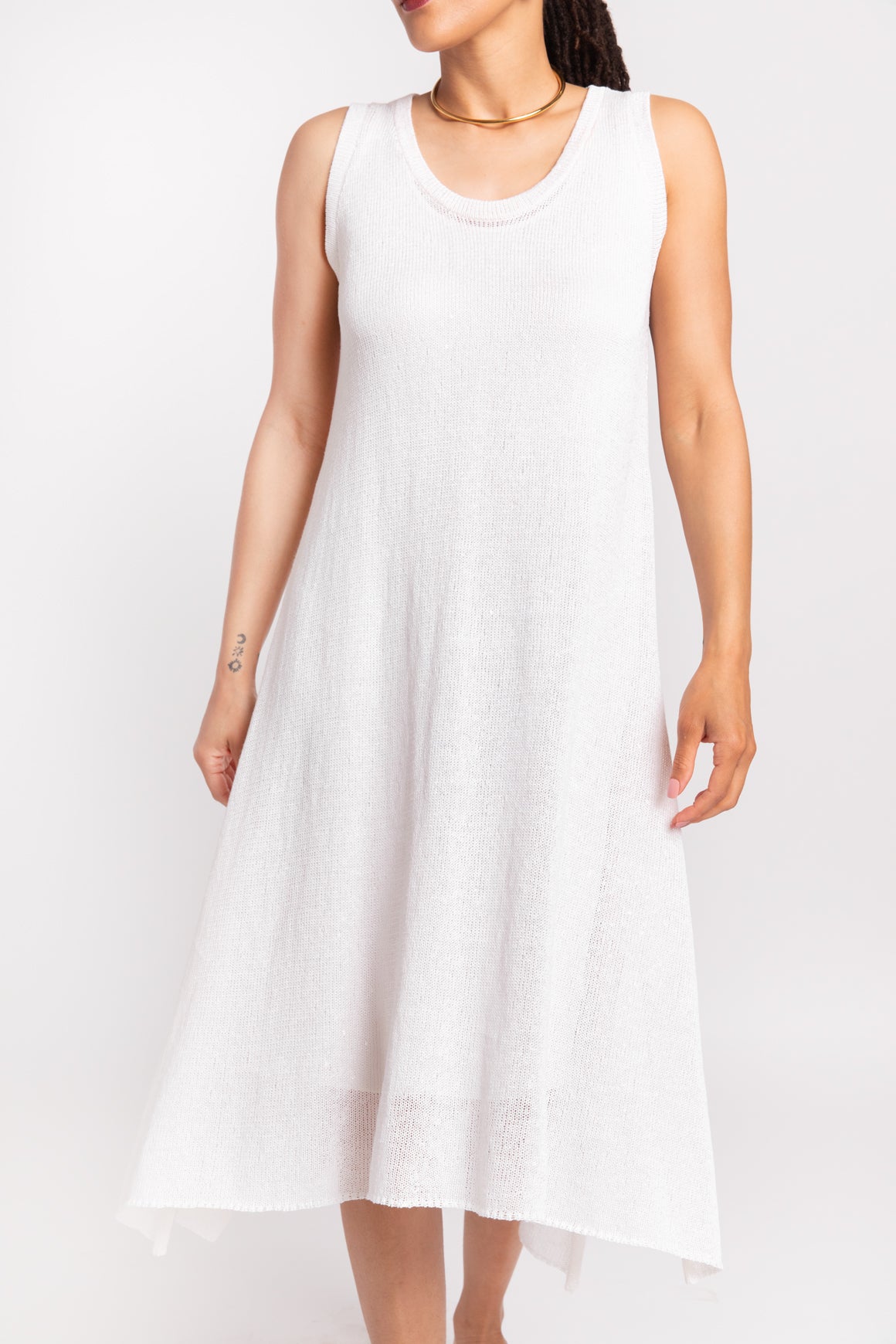BRUNELLO CUCINELLI White Sequin Knit Midi Dress