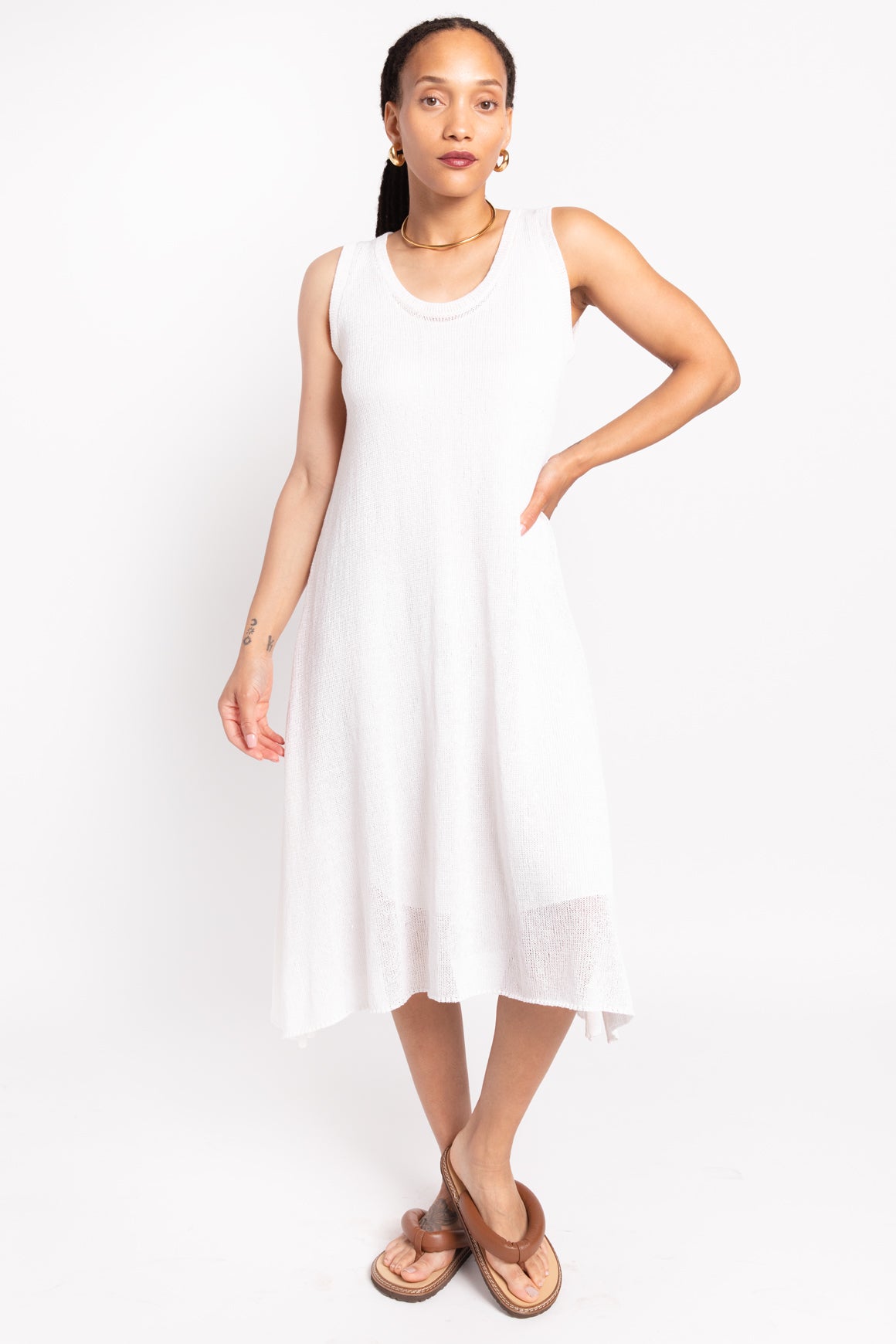 BRUNELLO CUCINELLI White Sequin Knit Midi Dress