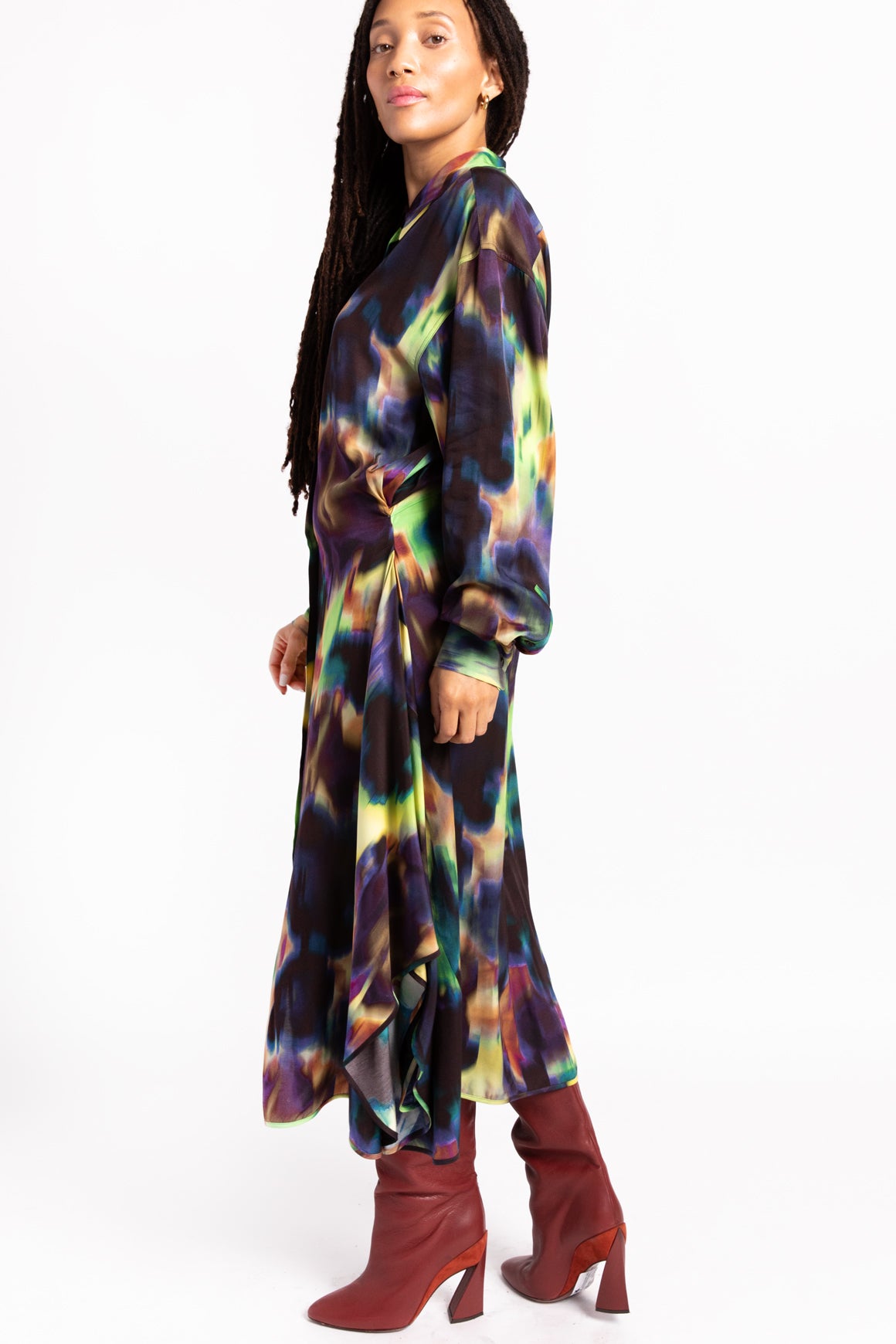 DRIES VAN NOTEN Multi-Color Tie Dye Midi Dress