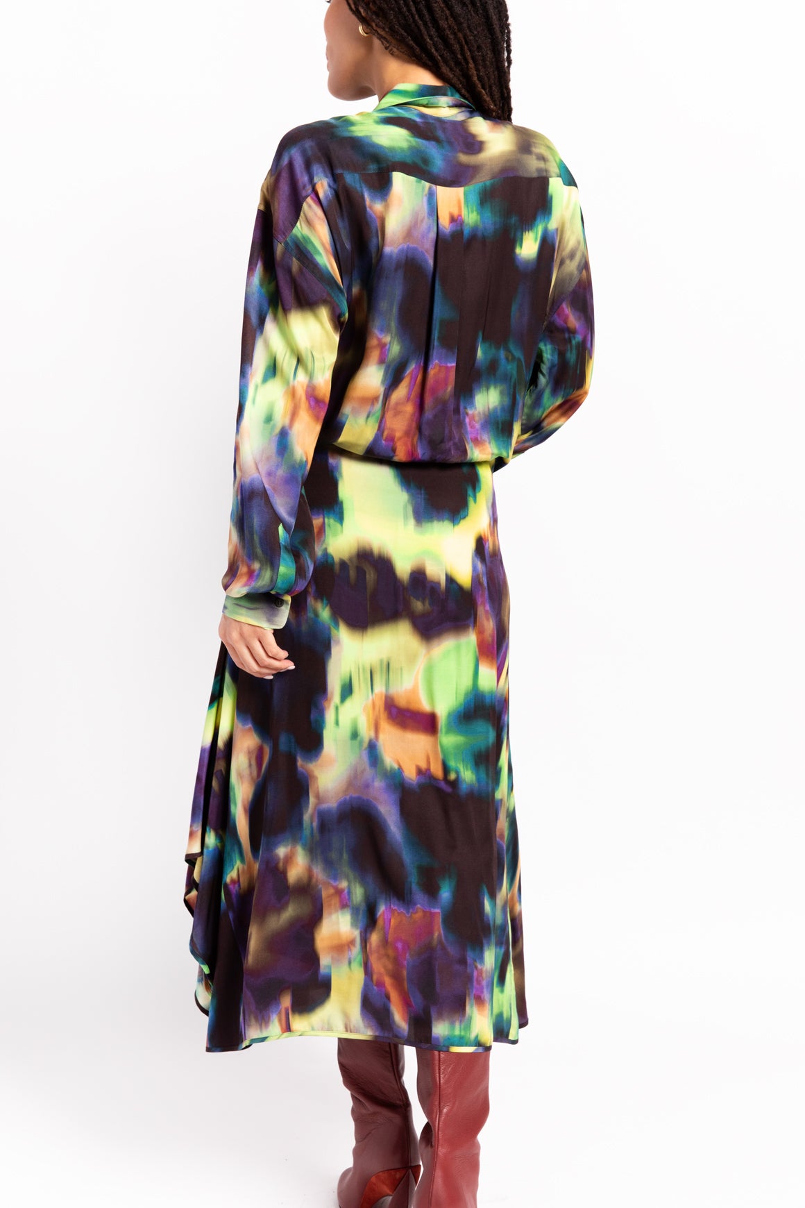 DRIES VAN NOTEN Multi-Color Tie Dye Midi Dress