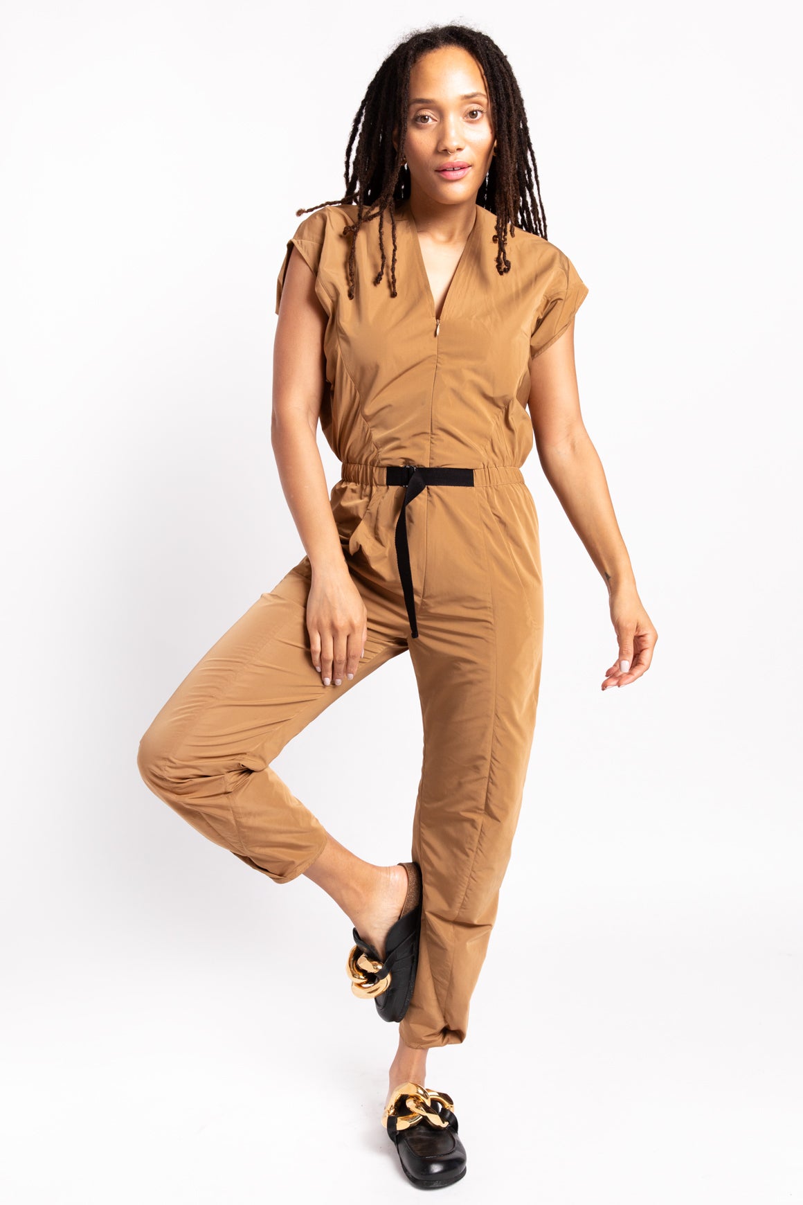 ZERO MARIA CORNEJO Tan Belted Jumpsuit