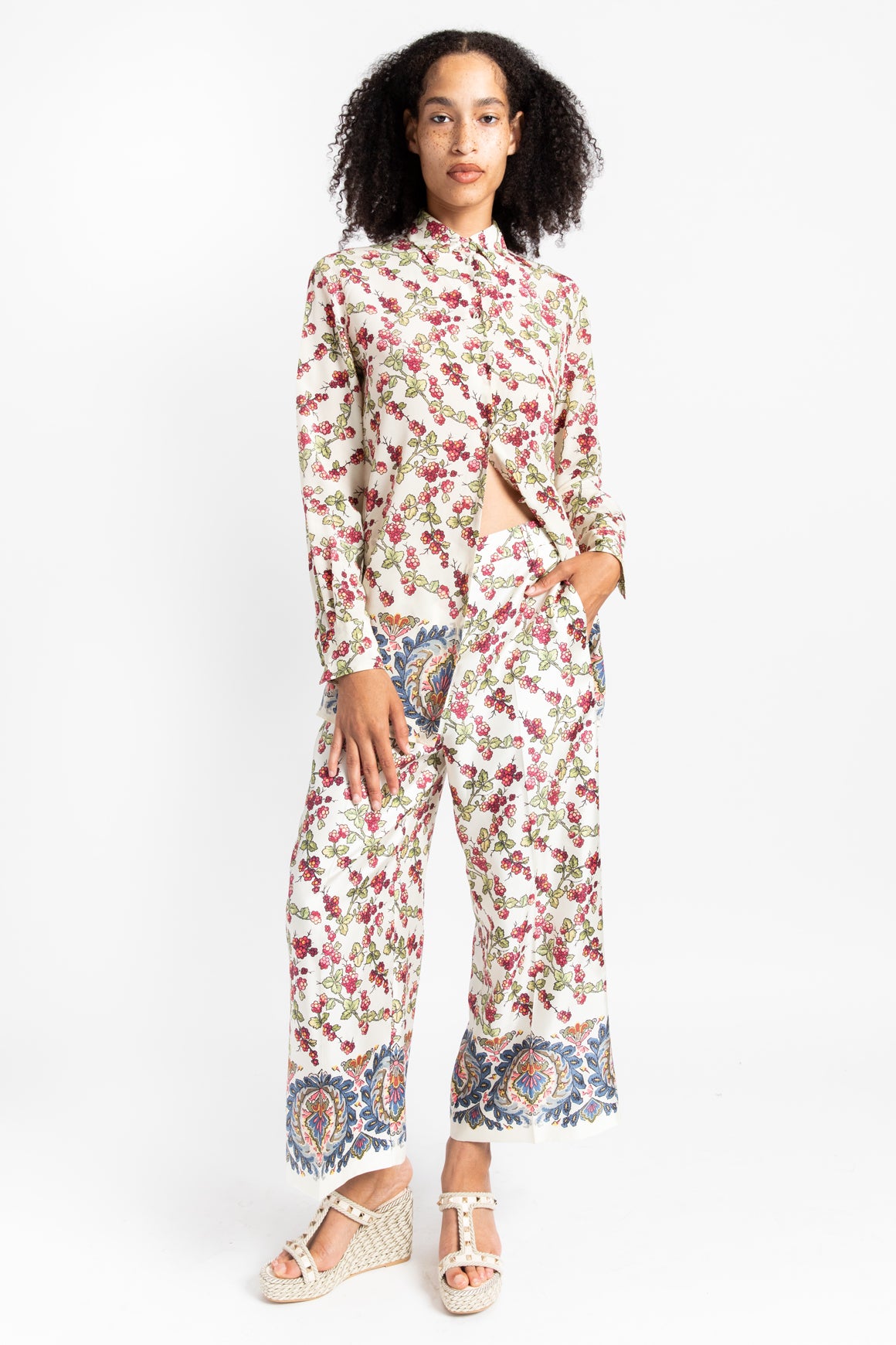 ETRO Floral Silk Blouse & Trouser Set