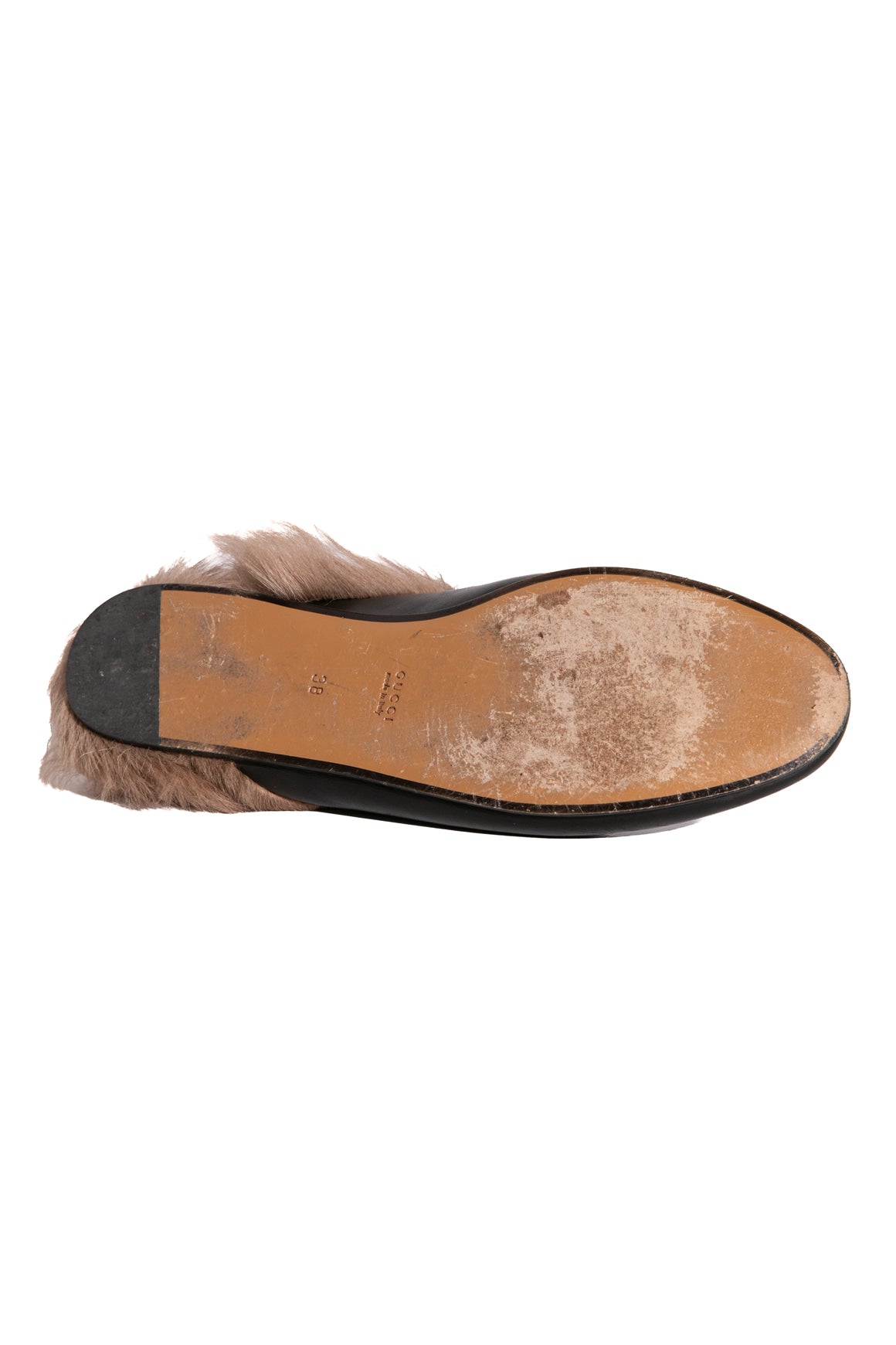 GUCCI Black Fur Princetown Mules (Sz. 38)