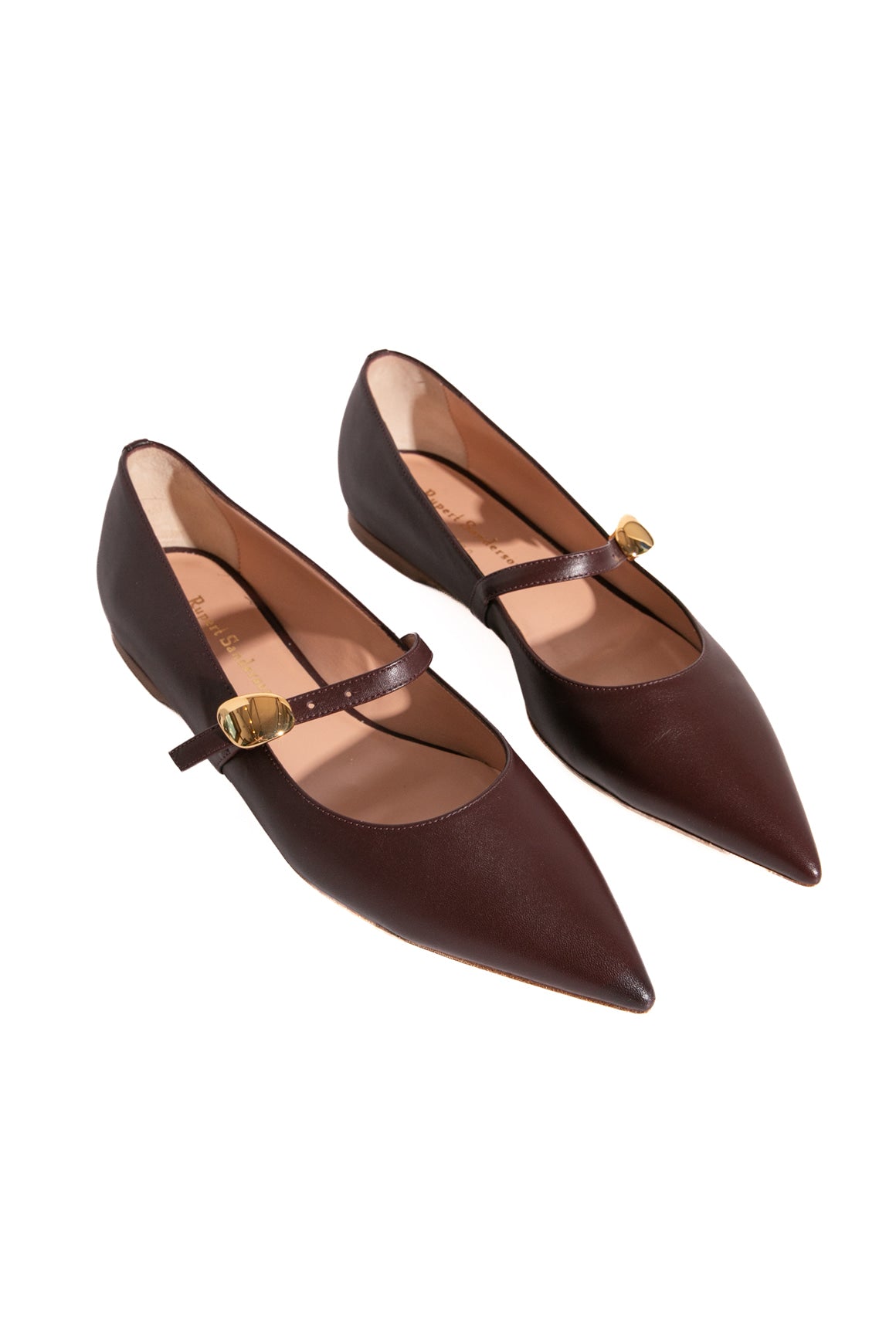 RUPERT SANDERSON Brown Leather Pointed Toe Mary-Janes (Sz. 38)