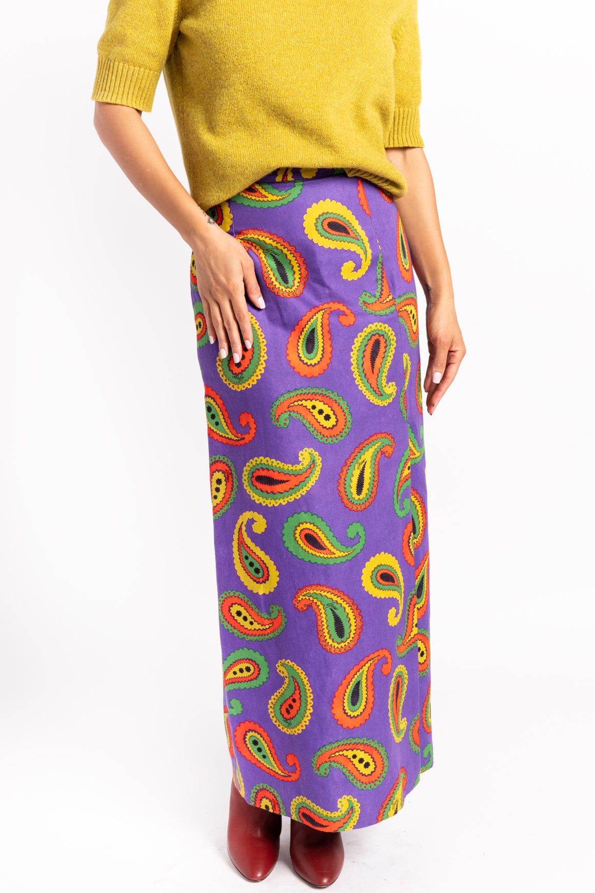 GUCCI Purple Paisley Printed Maxi Skirt