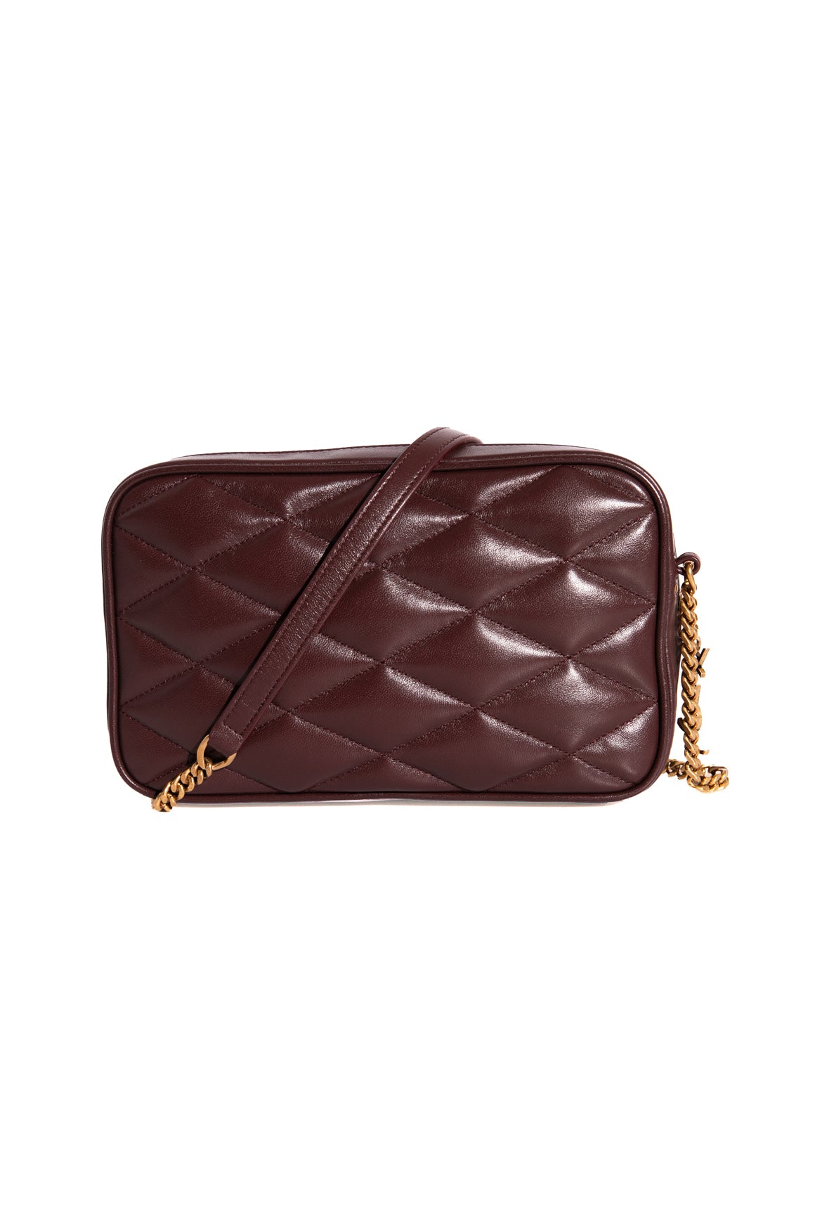 SAINT LAURENT Wine Quilted Mini Sade Camera Bag