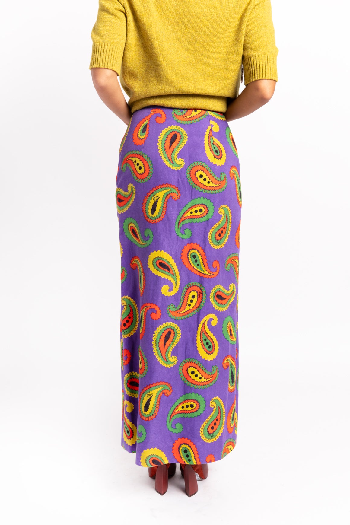 GUCCI Purple Paisley Printed Maxi Skirt