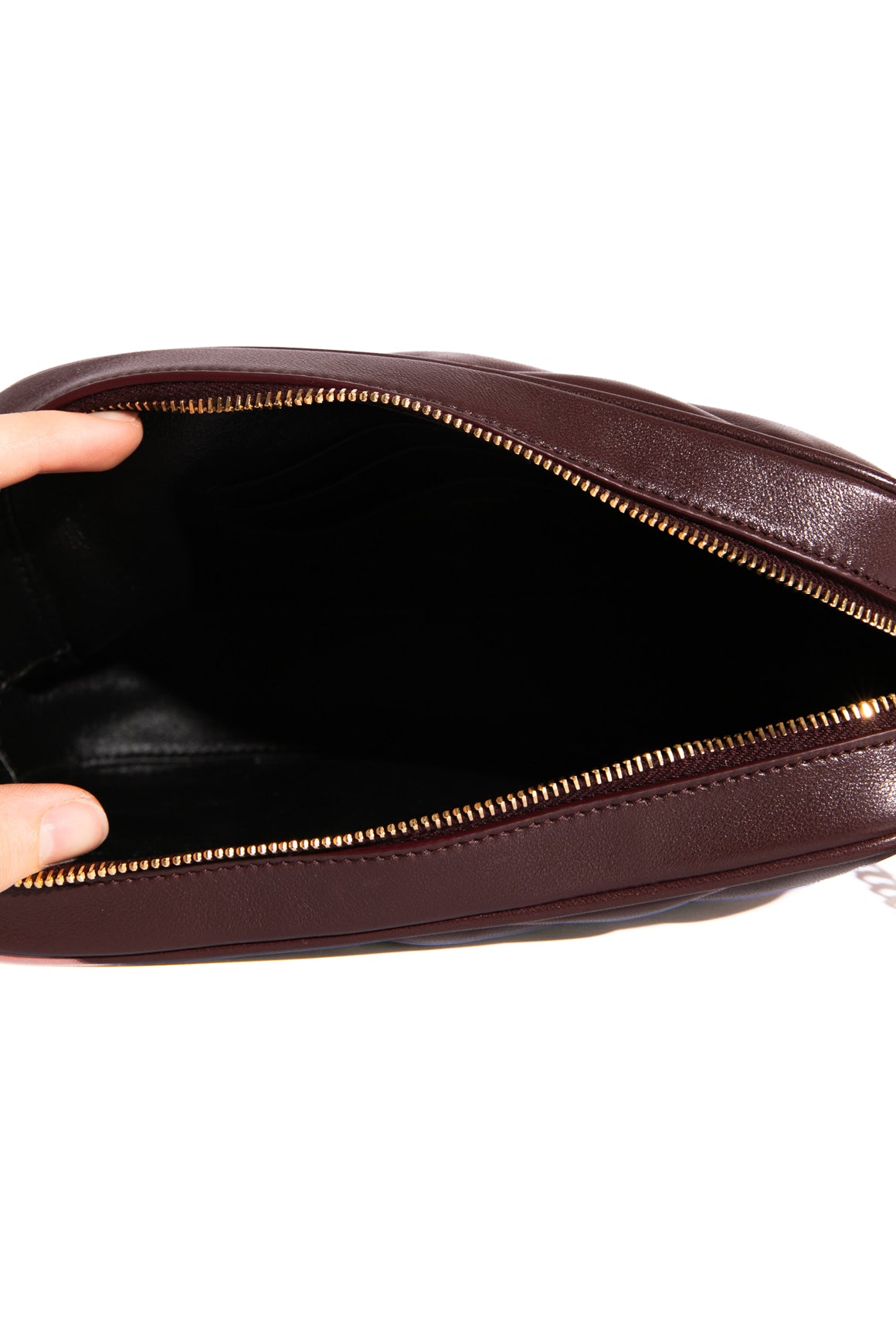 SAINT LAURENT Wine Quilted Mini Sade Camera Bag