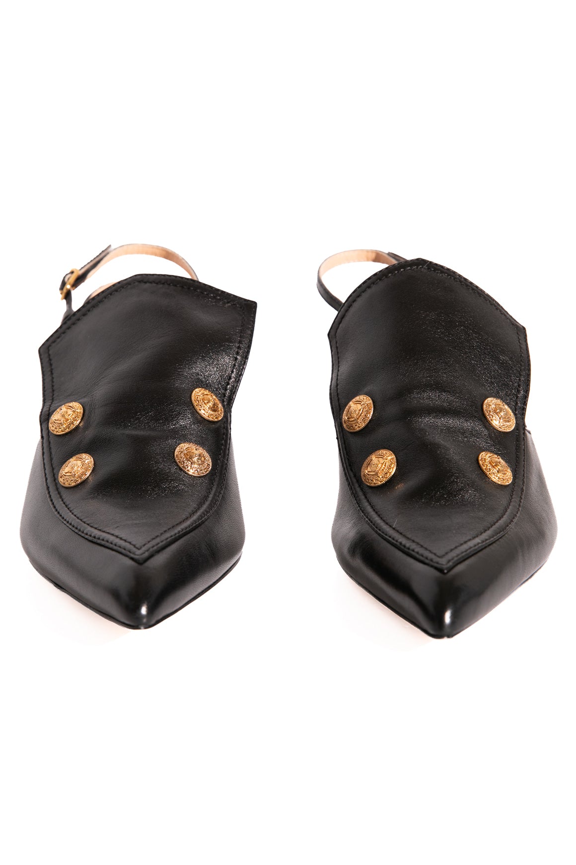CHLOE Black Leather Agnes Slingback Heels (Sz. 38)