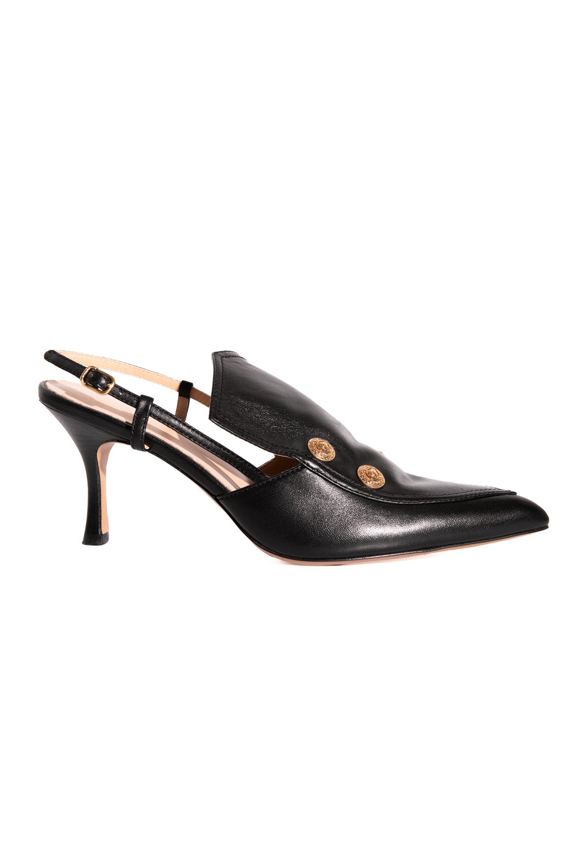 CHLOE Black Leather Agnes Slingback Heels (Sz. 38)