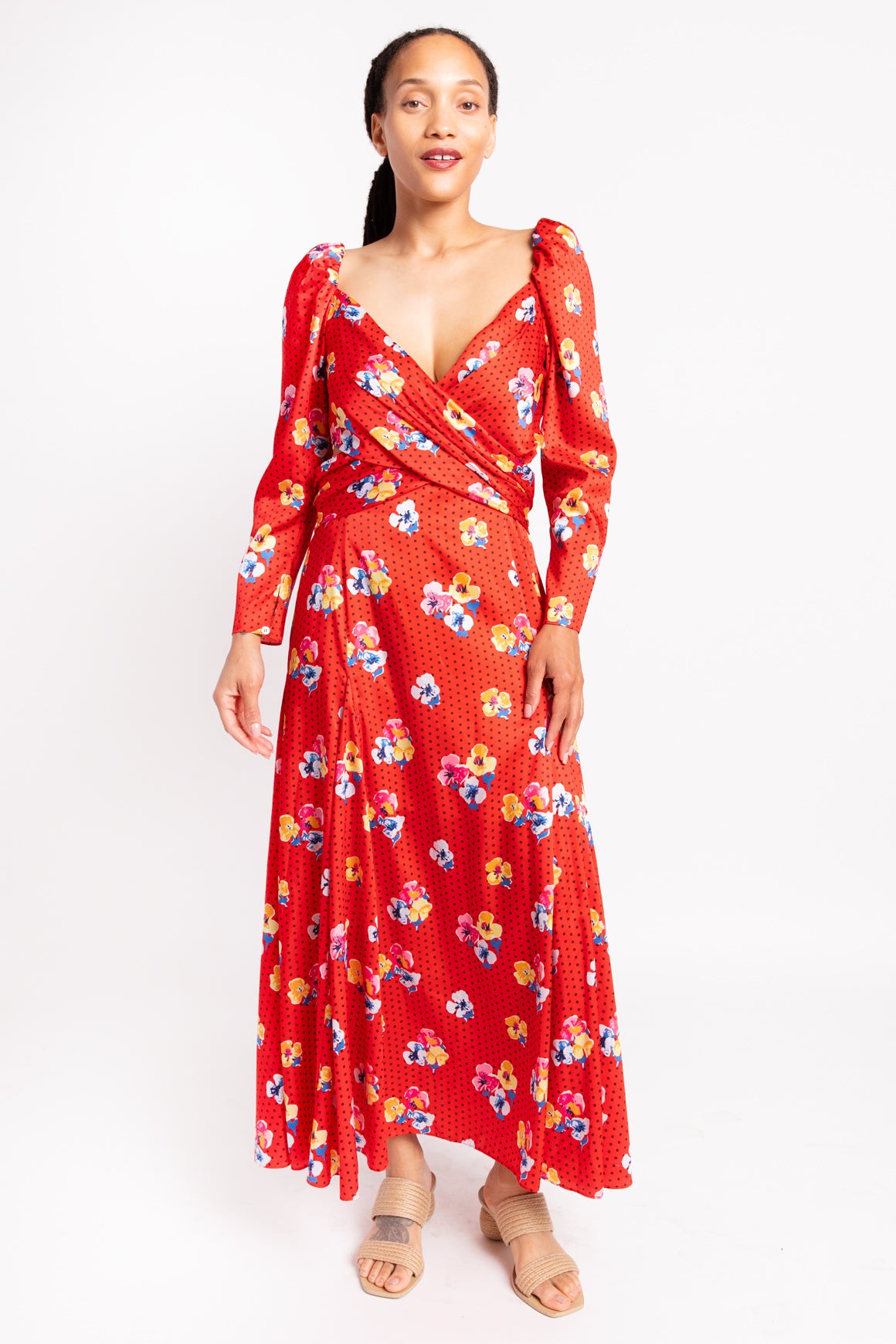 CAROLINA HERRERA Red Criss-Cross Maxi Dress