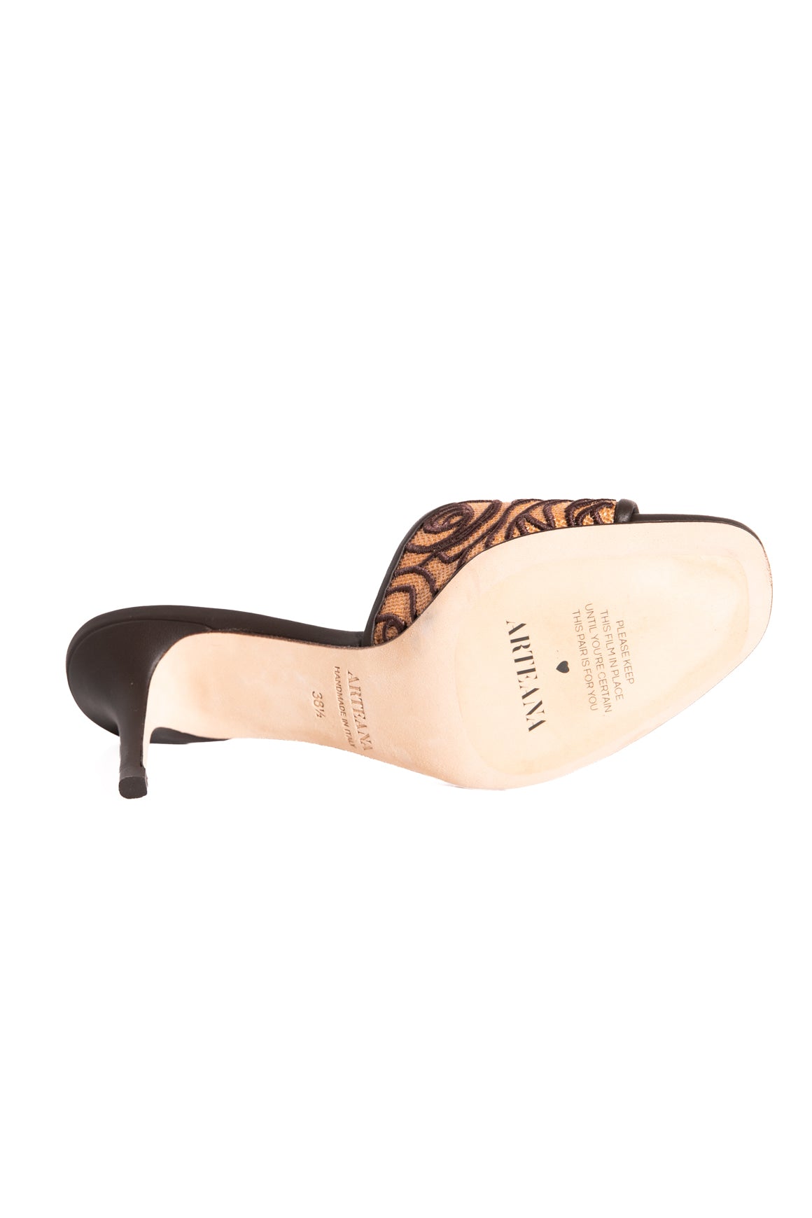 ARTEANA Brown Rose Embroidered Heeled Mules (Sz. 38.5)