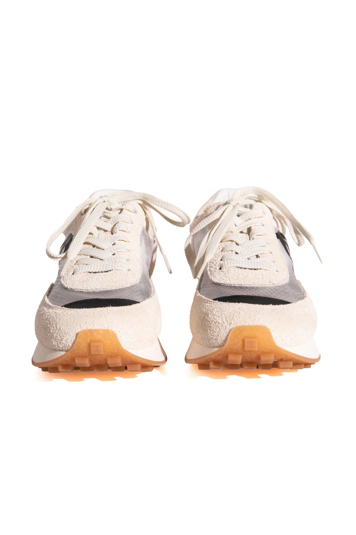 CHANEL Cream Suede & Mesh Sneakers (Sz. 37)