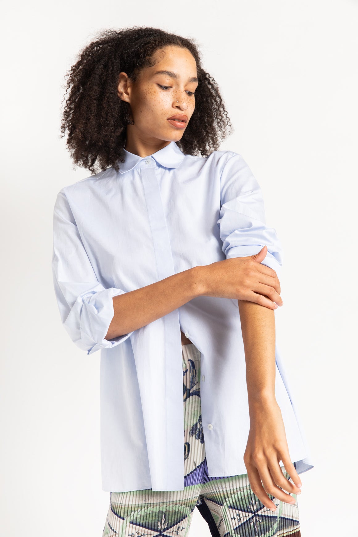 THE ROW Blue Button Up Blouse