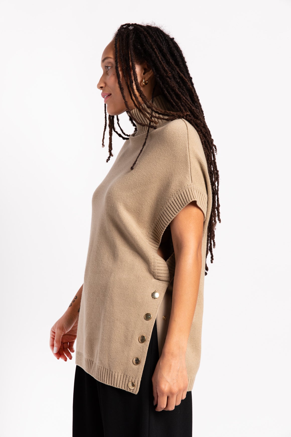 GIVENCHY Khaki Mock Neck Oversized Sweater Vest