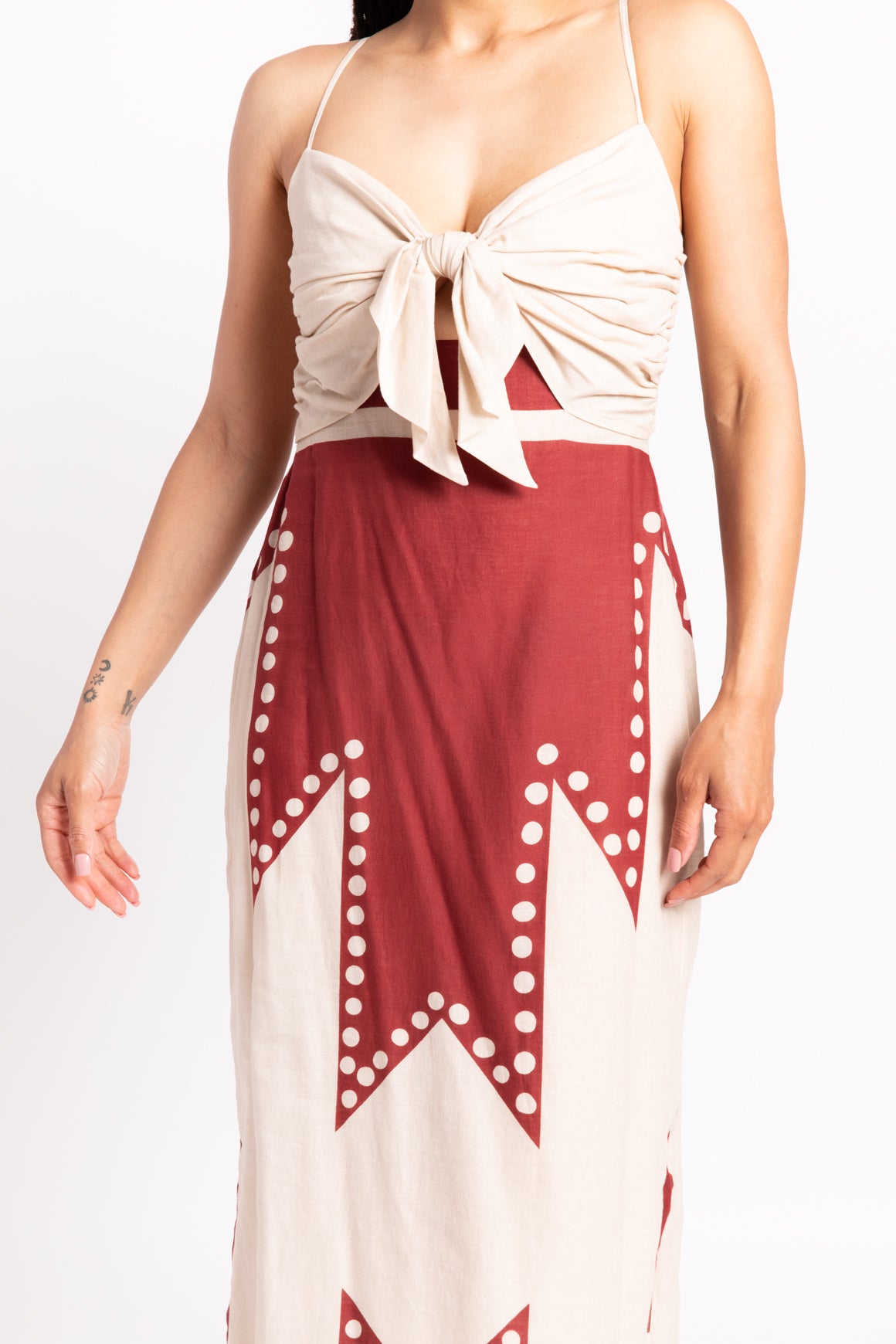 JOHANNA ORTIZ Cream & Maroon "Jamais Vu" Printed Maxi Dress