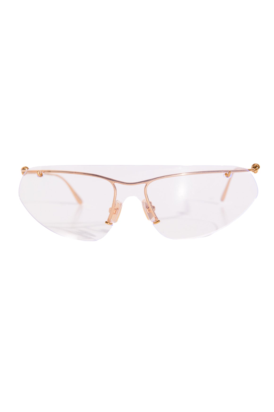 BOTTEGA VENETA Clear Gold Shield Sunglasses