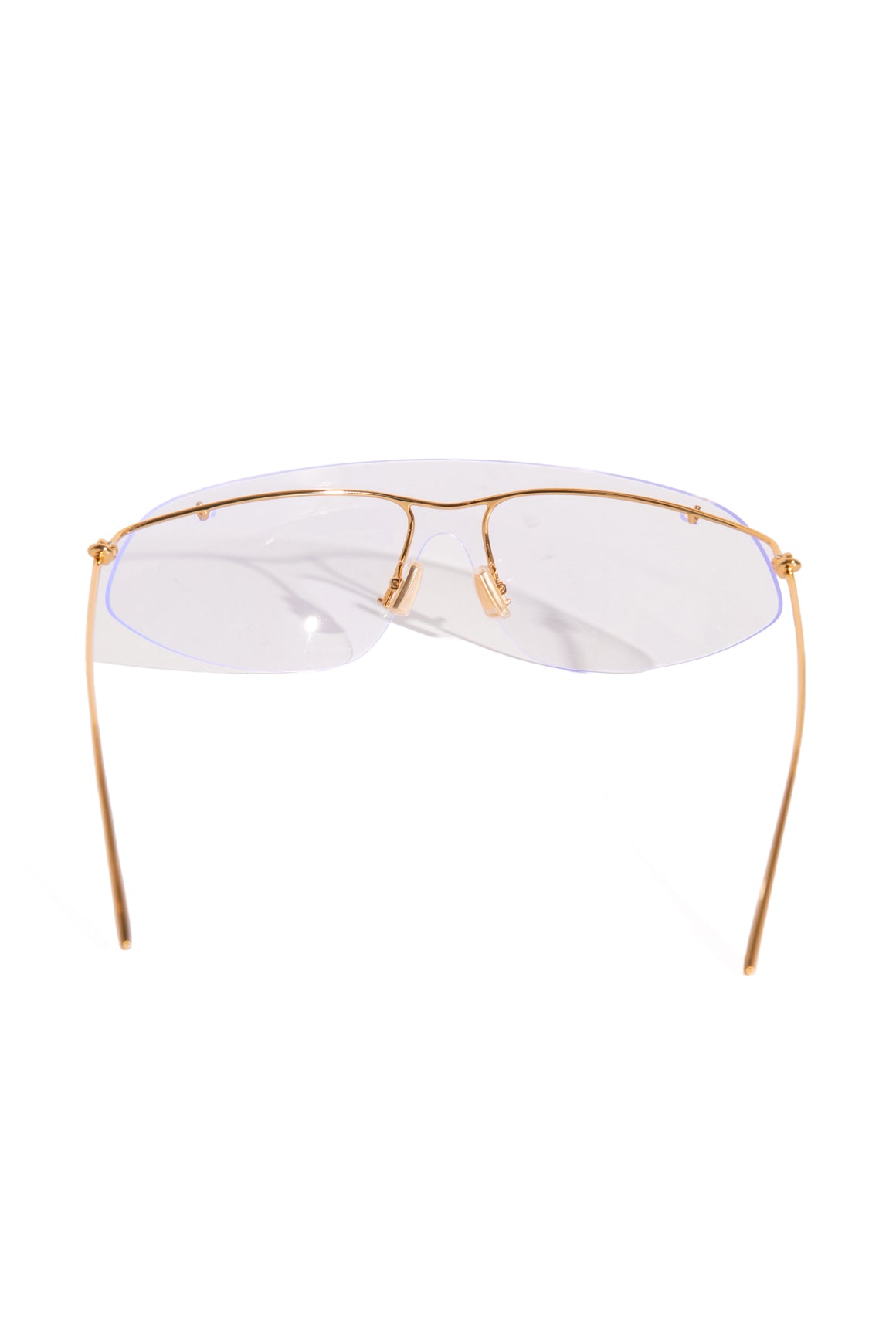 BOTTEGA VENETA Clear Gold Shield Sunglasses