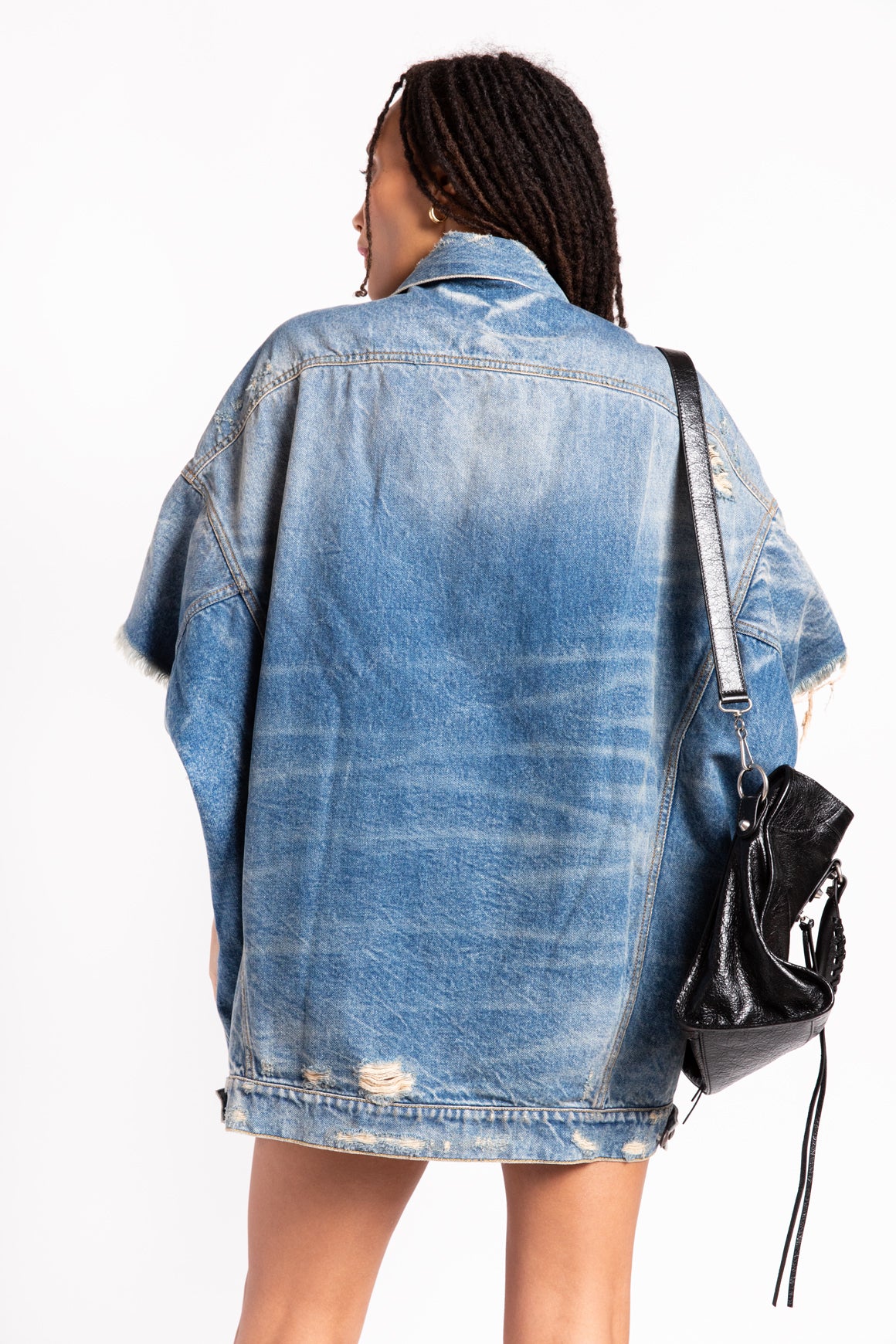 R13 Distressed Denim Oversized Trucker Vest