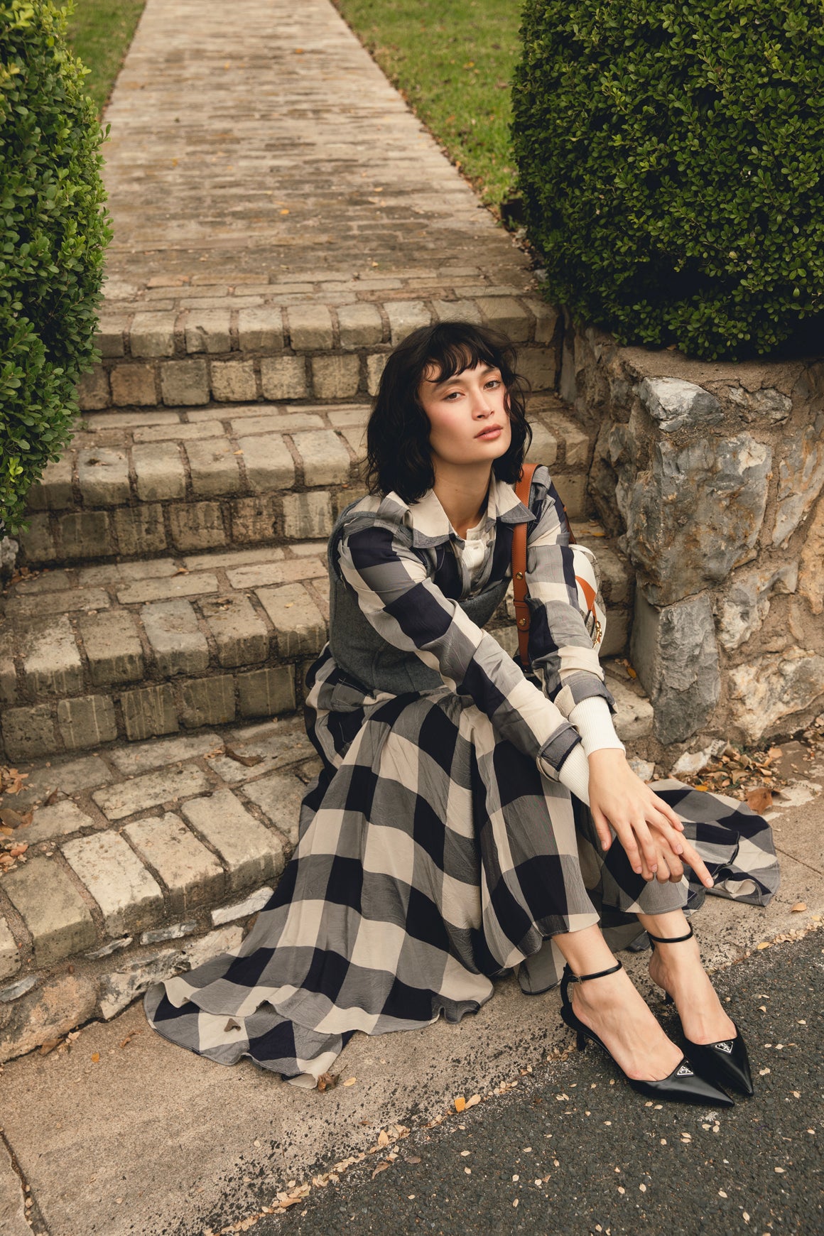 KHAITE Plaid Silk Belted Maxi Dress (Sz. S)