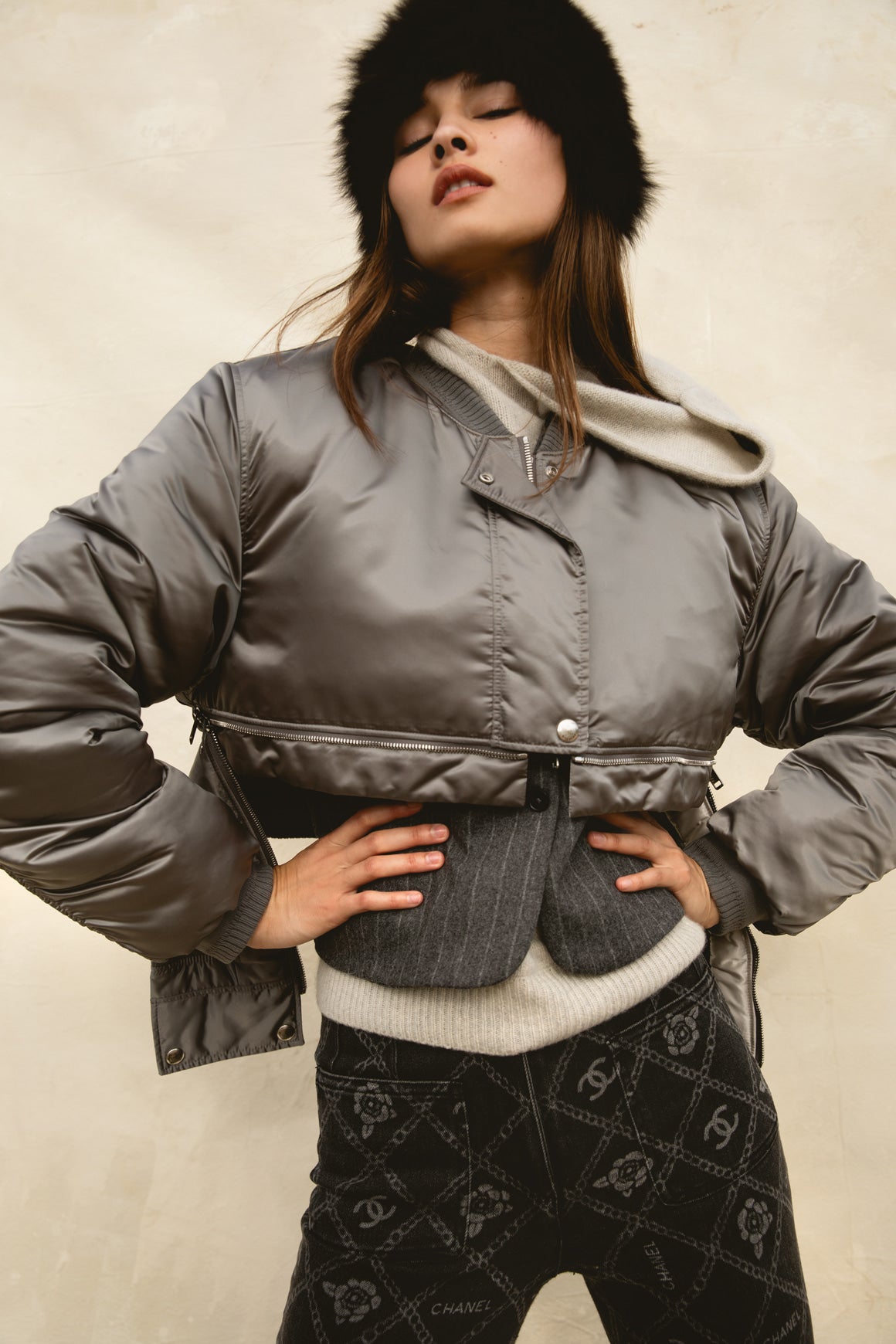 GIVENCHY Grey Crop Bomber (Sz. S)