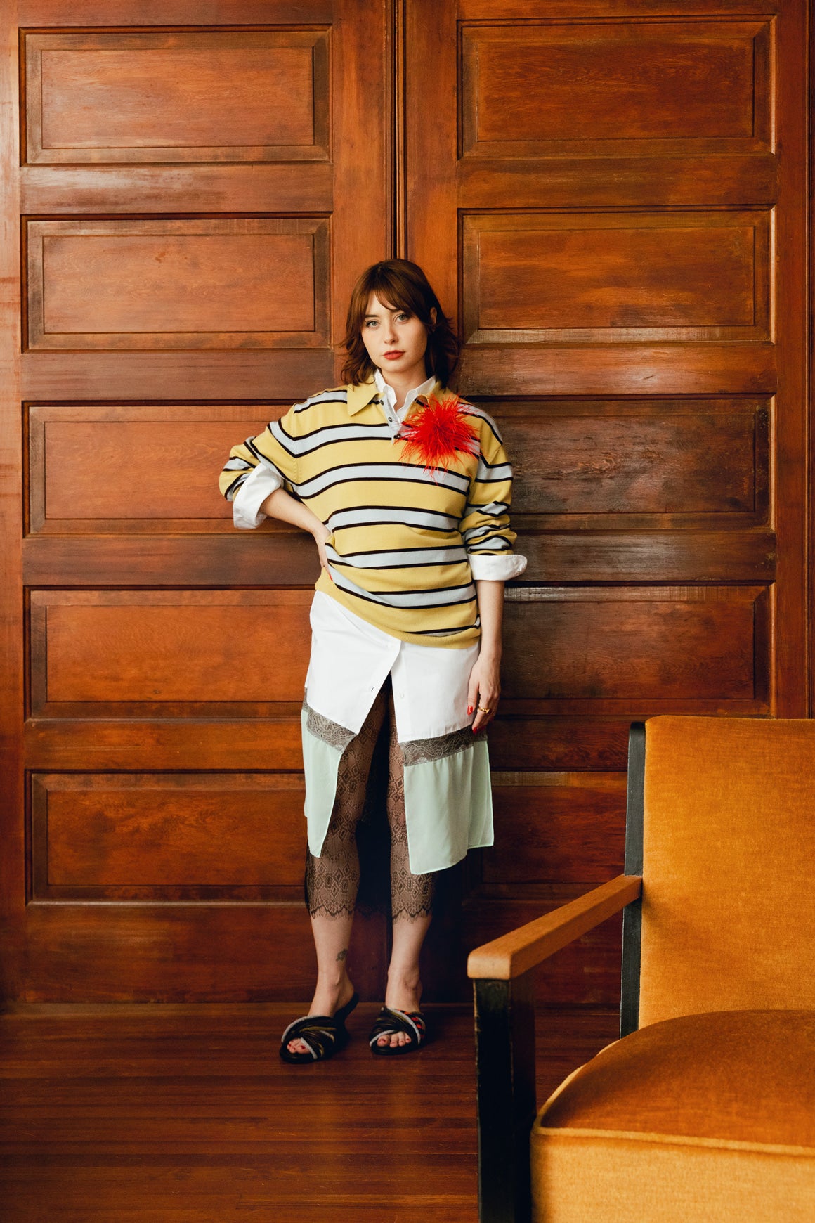 ZANKOV Yellow Striped Oversized Sweater (Sz. L/XL)