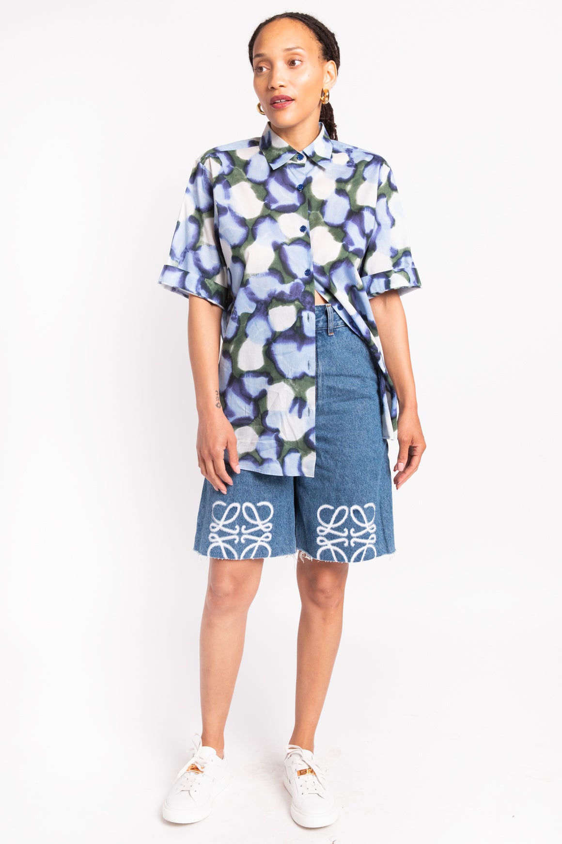 DRIES VAN NOTEN Blue & Green Tie-Dye Short Sleeve Button Down