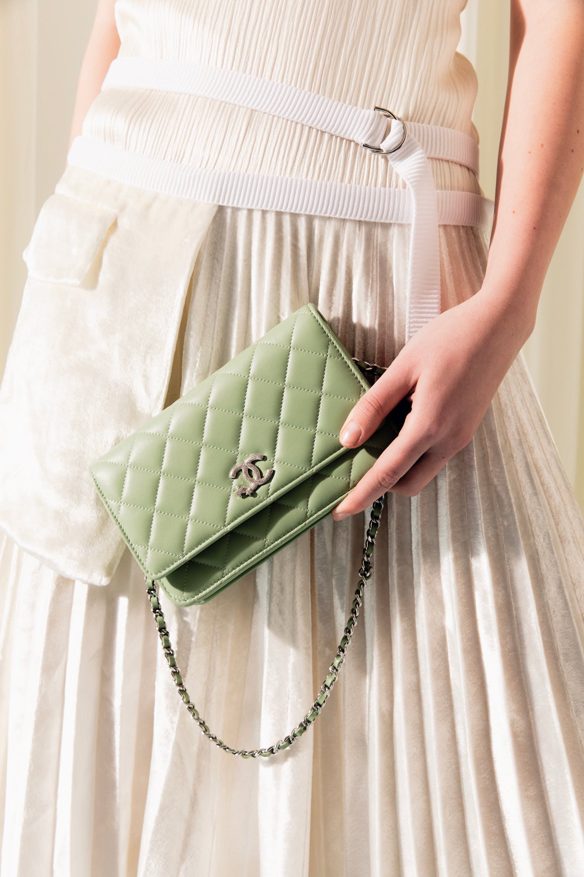 CHANEL 2024 Sage Quilted Crystal Star WOC