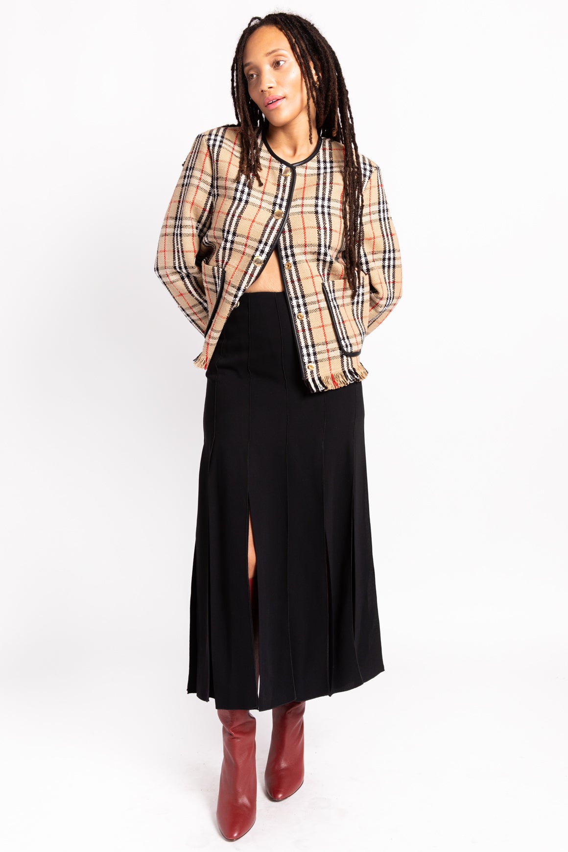 MANTU Black Paneled Midi Skirt