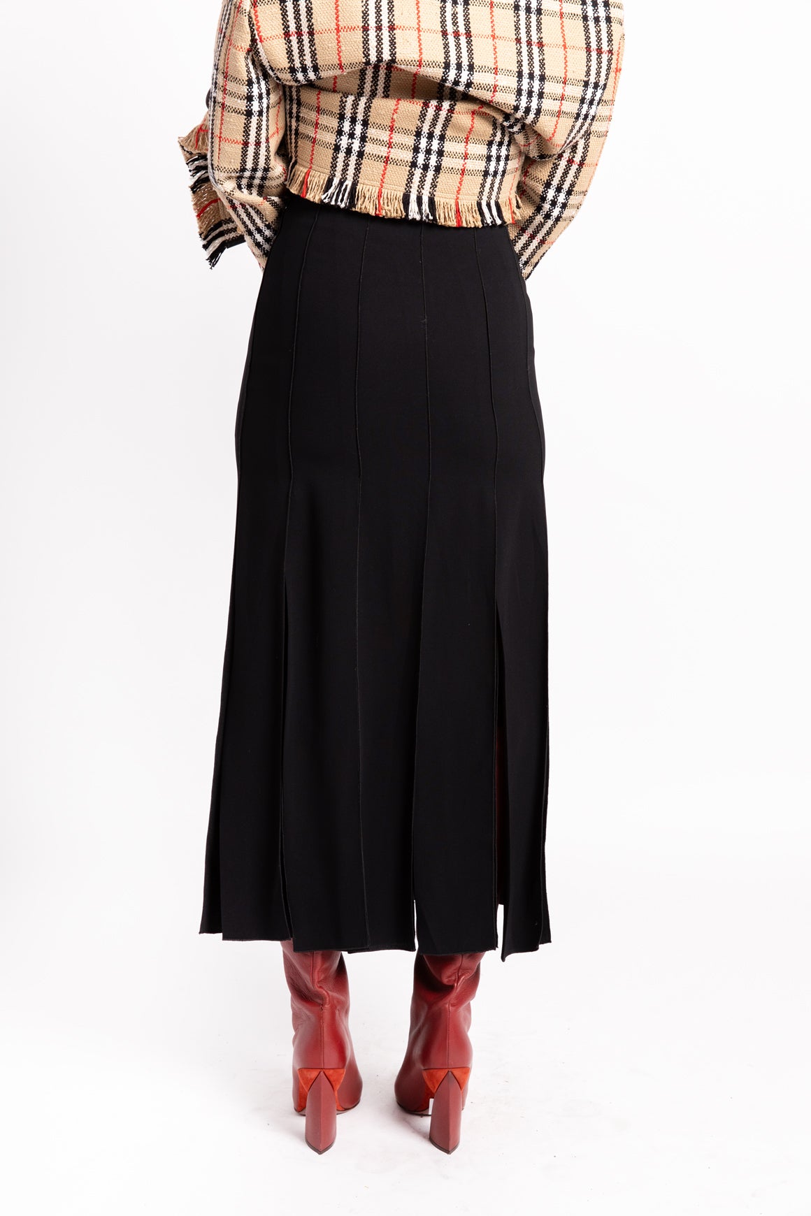 MANTU Black Paneled Midi Skirt