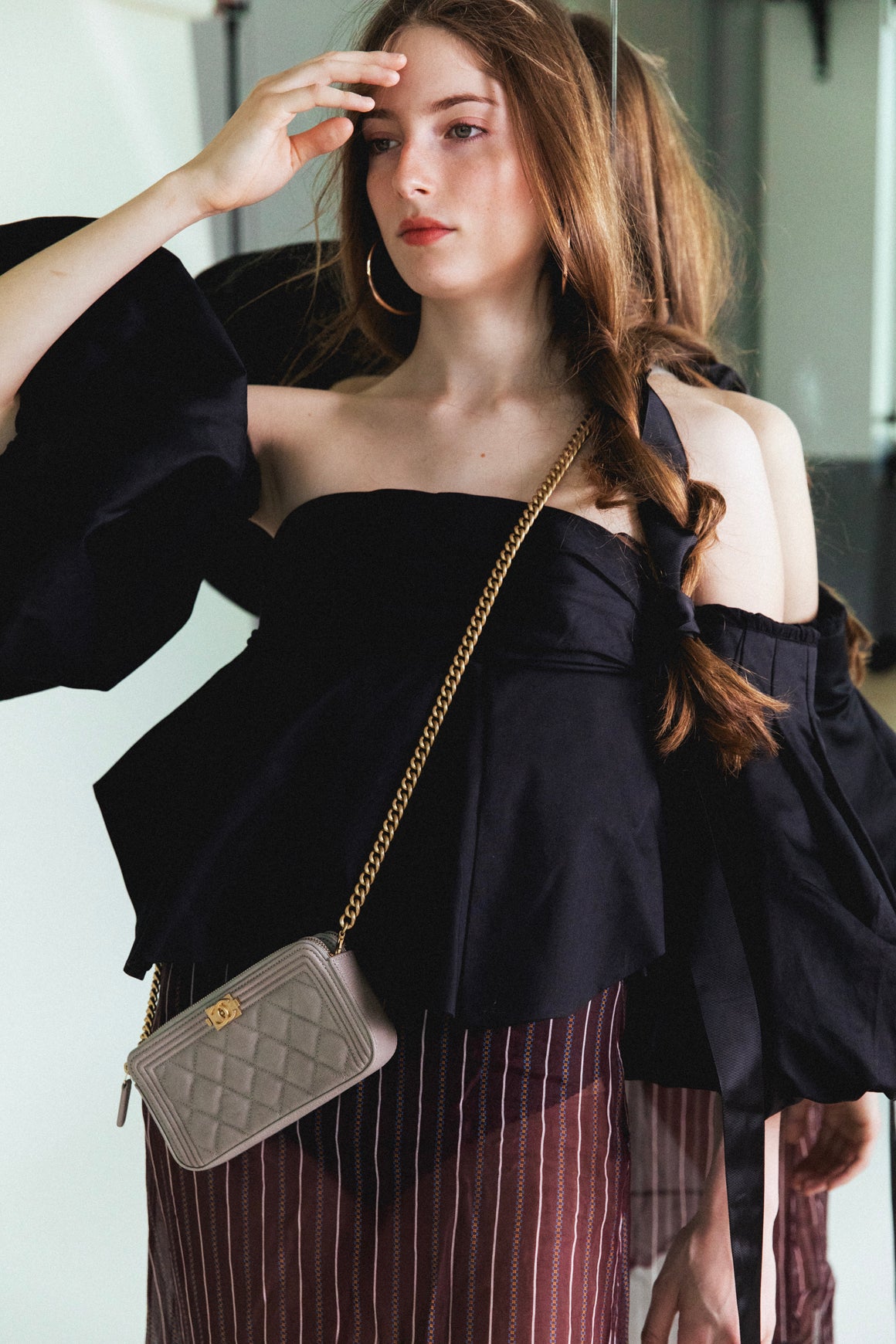 KHAITE Black Empire Waist Detachable Puff Sleeve Blouse (Sz. 8)