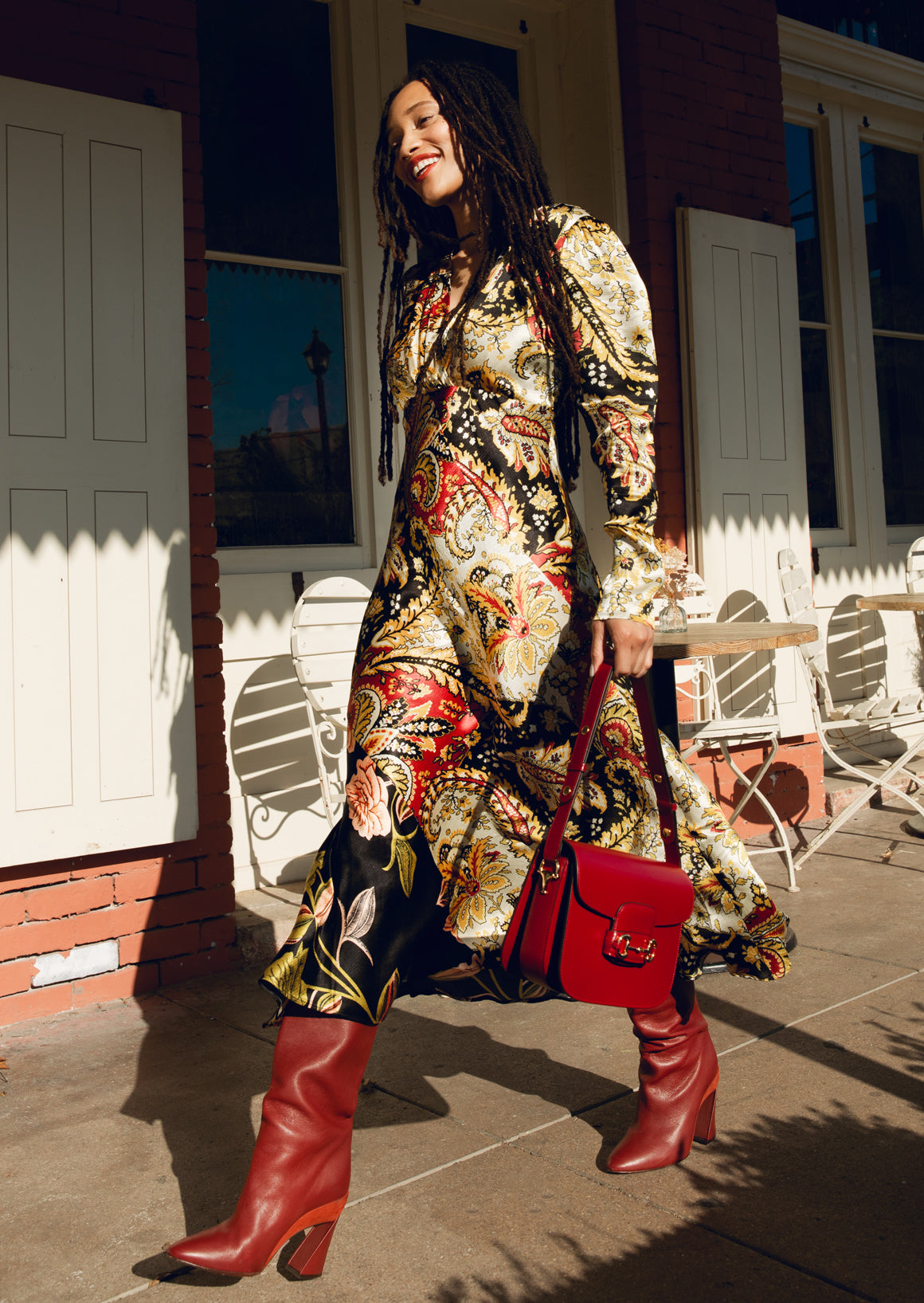 ETRO Black, Red, & Gold Paisley Maxi Dress