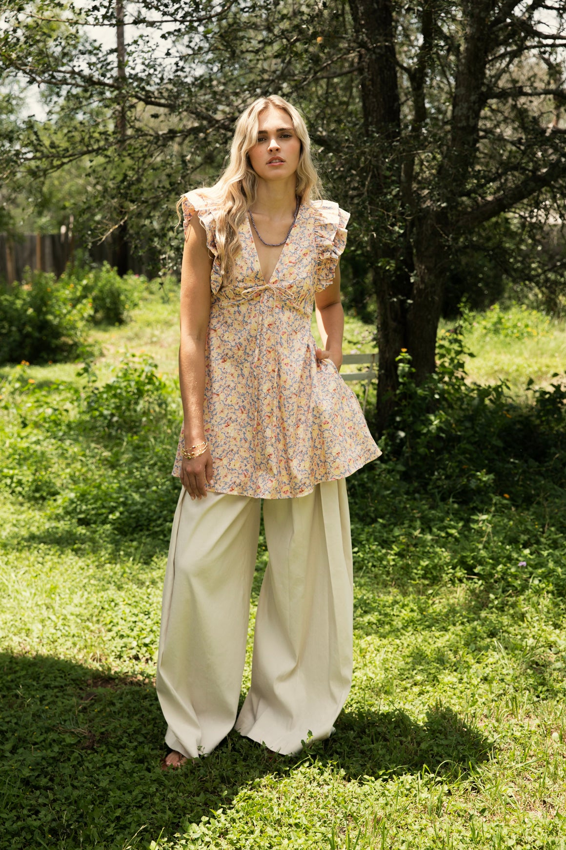 KIKA VARGAS Pink + Blue Floral "Nola Dress" (Sz. 4)