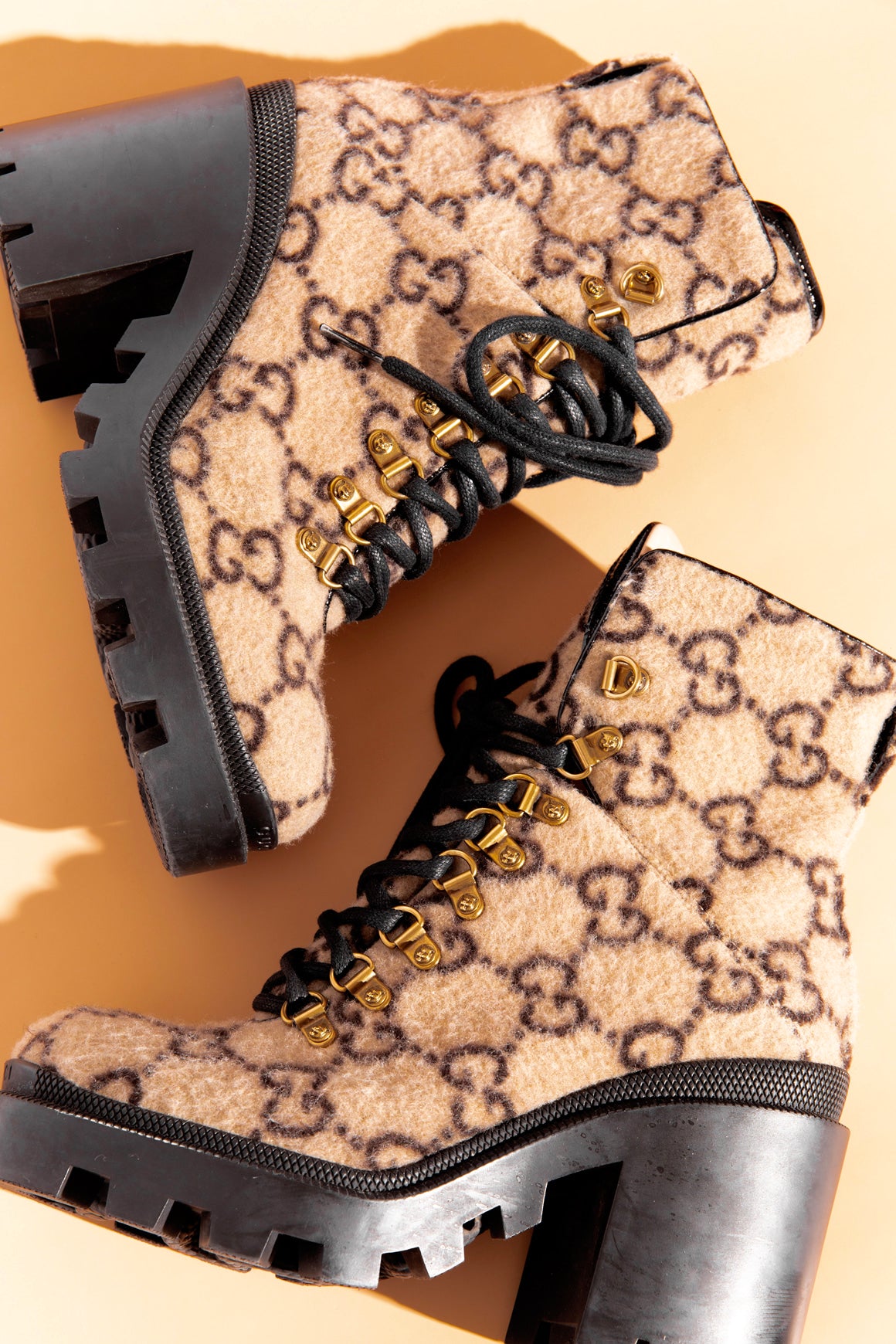 GUCCI Wool Logo Block Heel Boots (Sz.37.5)