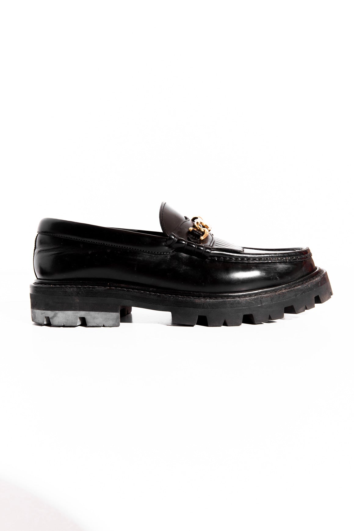 CELINE Black Leather Lug Loafers (Sz.37)