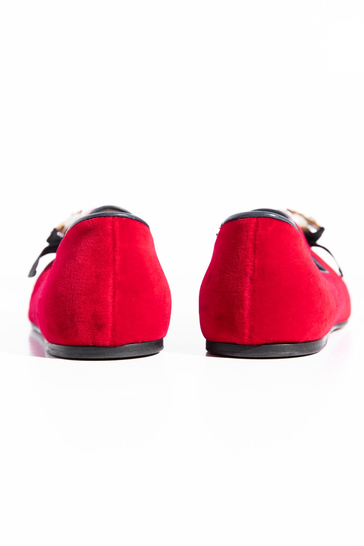 GUCCI Red Velvet Etoile Pearl Loafers (Sz. 36.5)