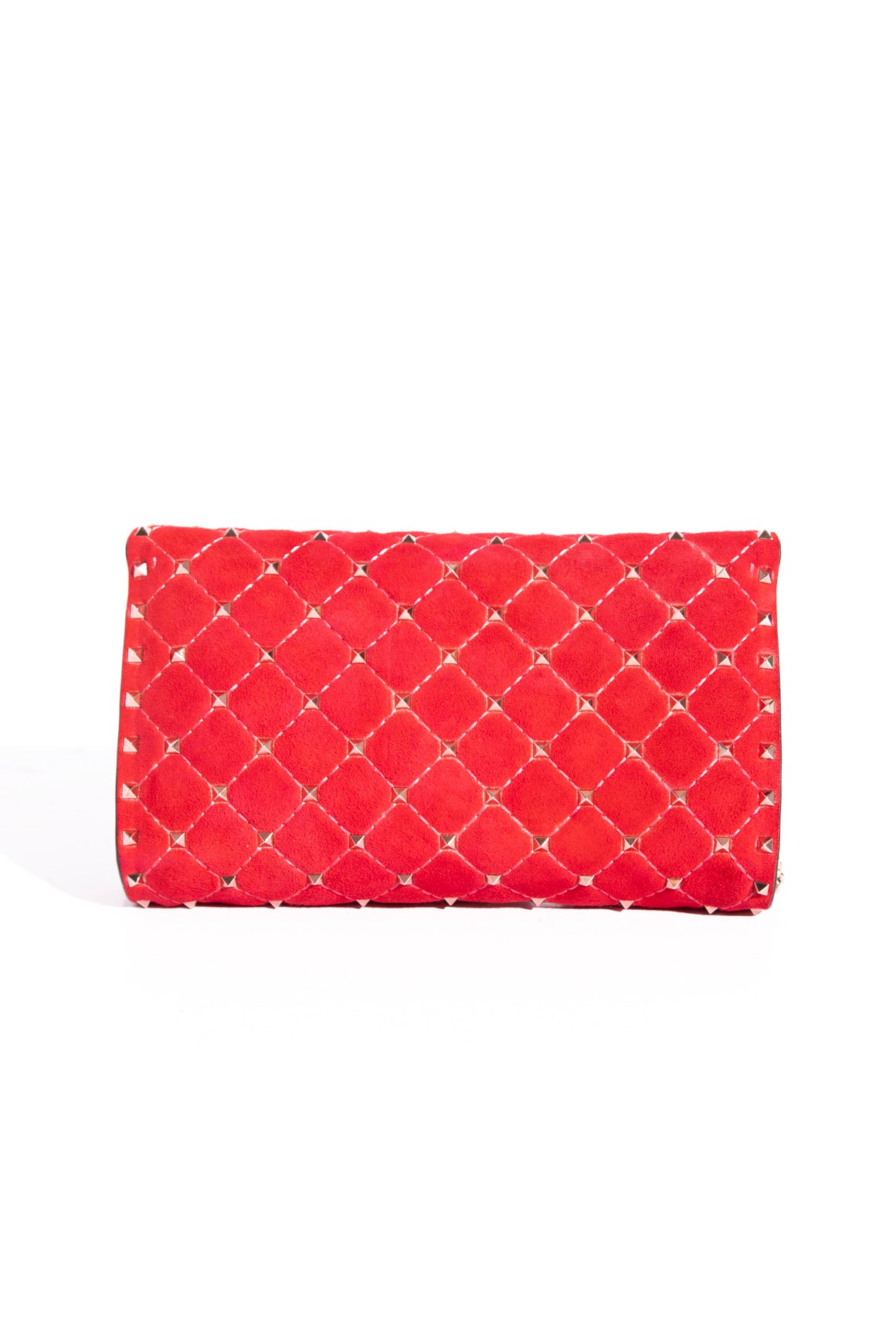 VALENTINO Suede Rockstud Quilted Chain Bag