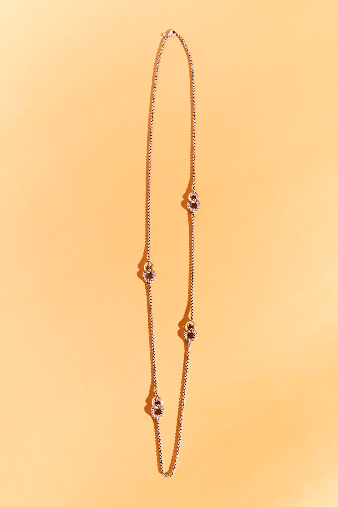 DAVID YURMAN Two Tone Long Cable Linked Necklace