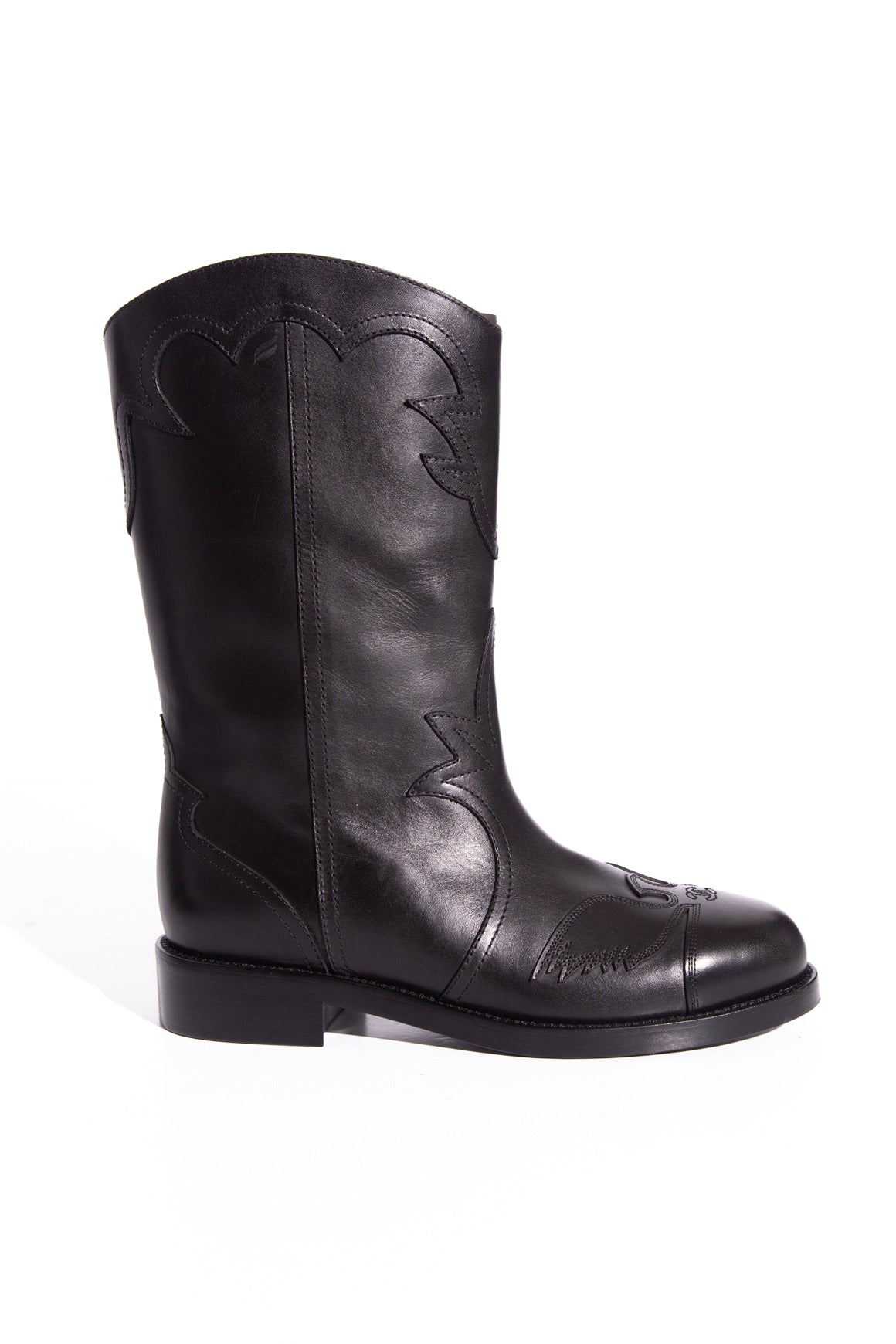CHANEL Leather Western Motif High Boots (Sz. 39)
