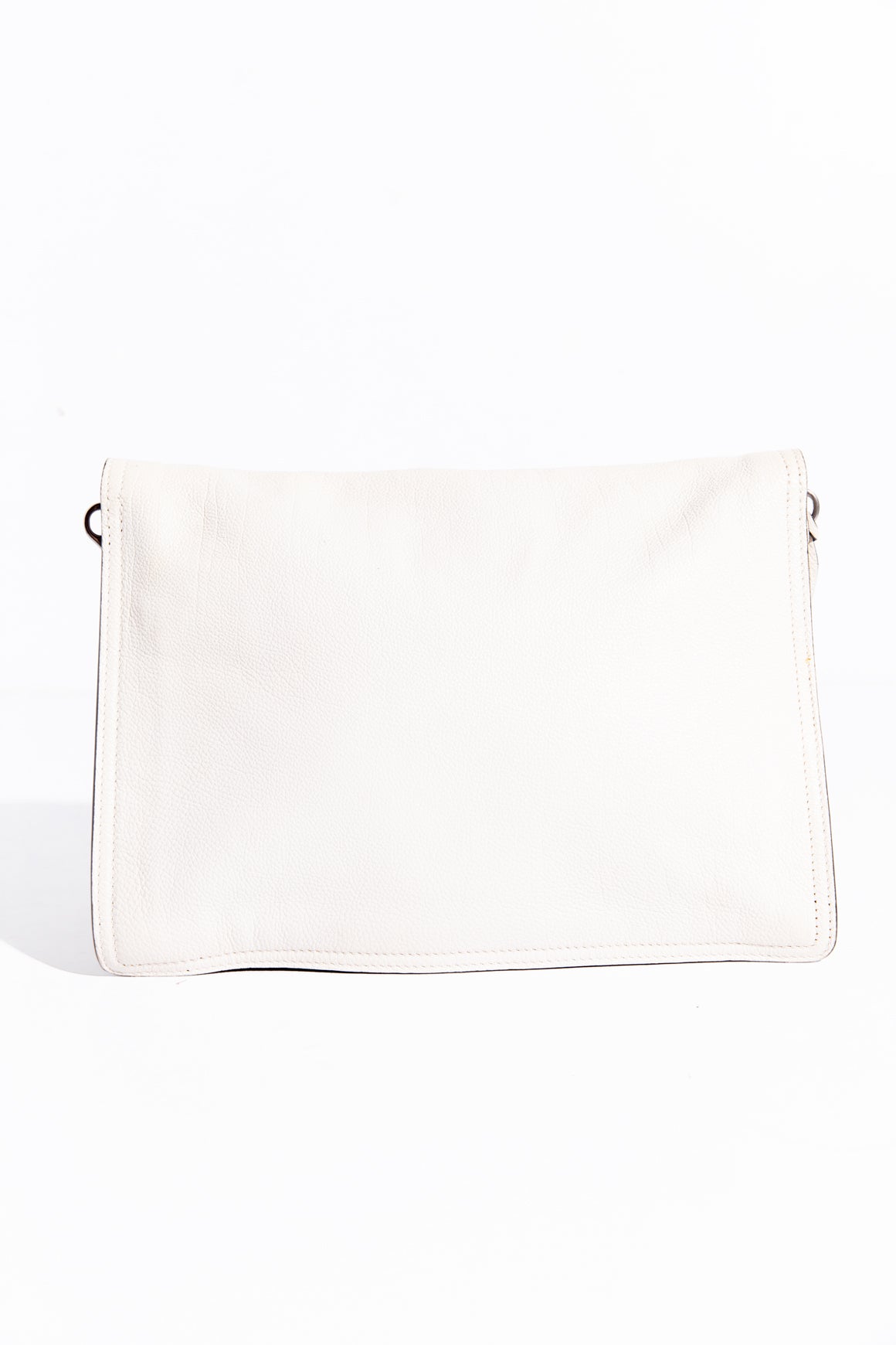 PRADA White Glace Calfskin Etiquette Flap Bag