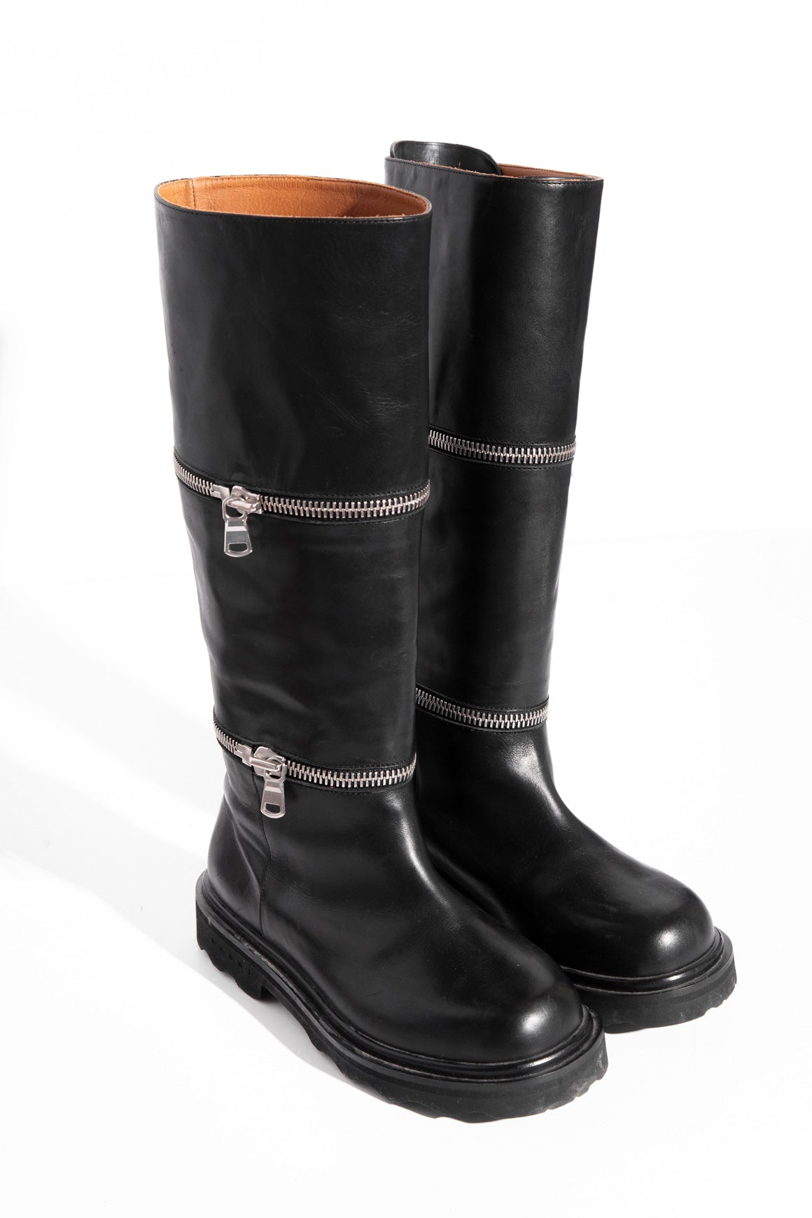 MARNI Detachable Double-Zip Tall Leather Boots (Sz. 36)