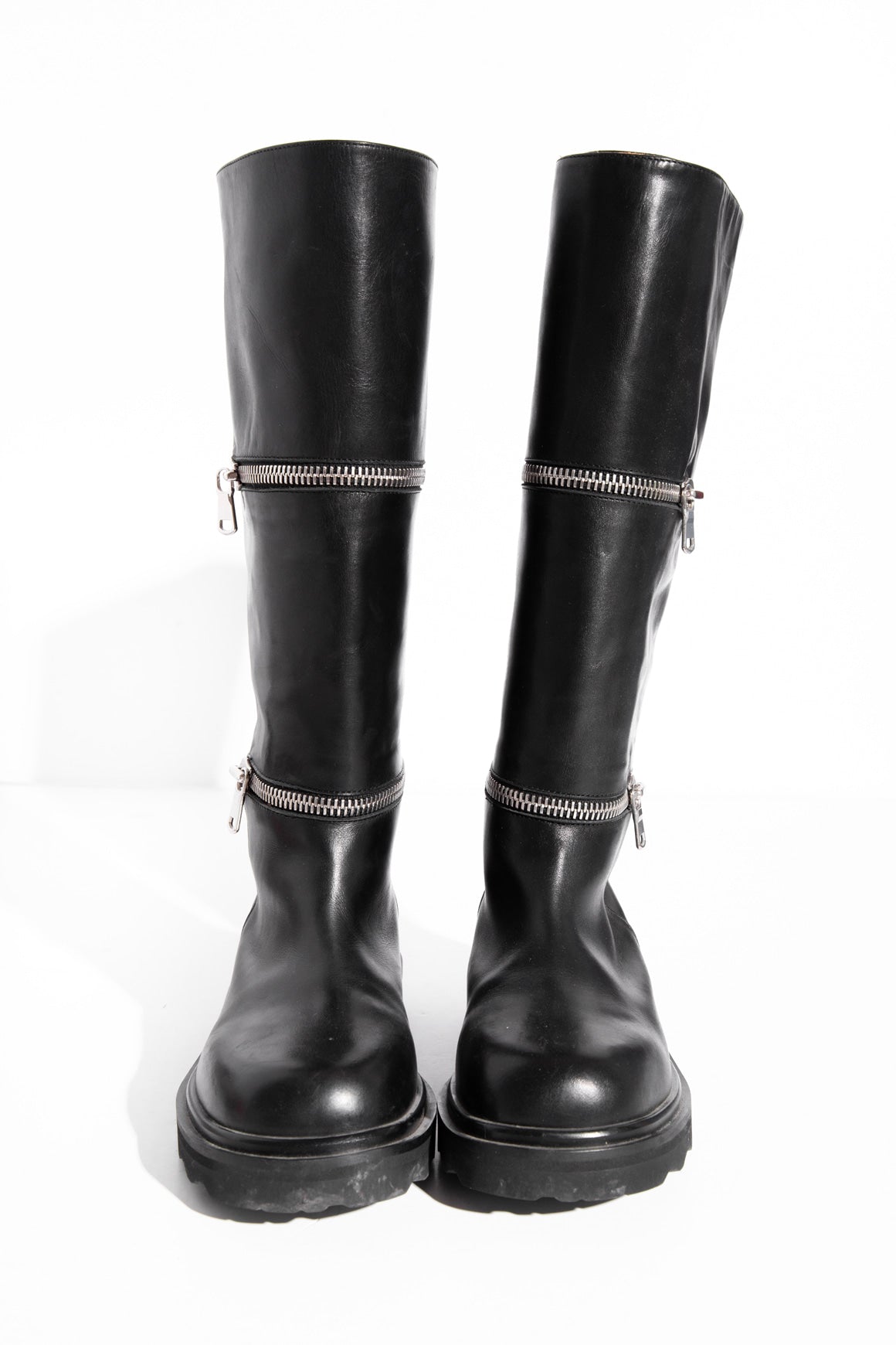 MARNI Detachable Double-Zip Tall Leather Boots (Sz. 36)