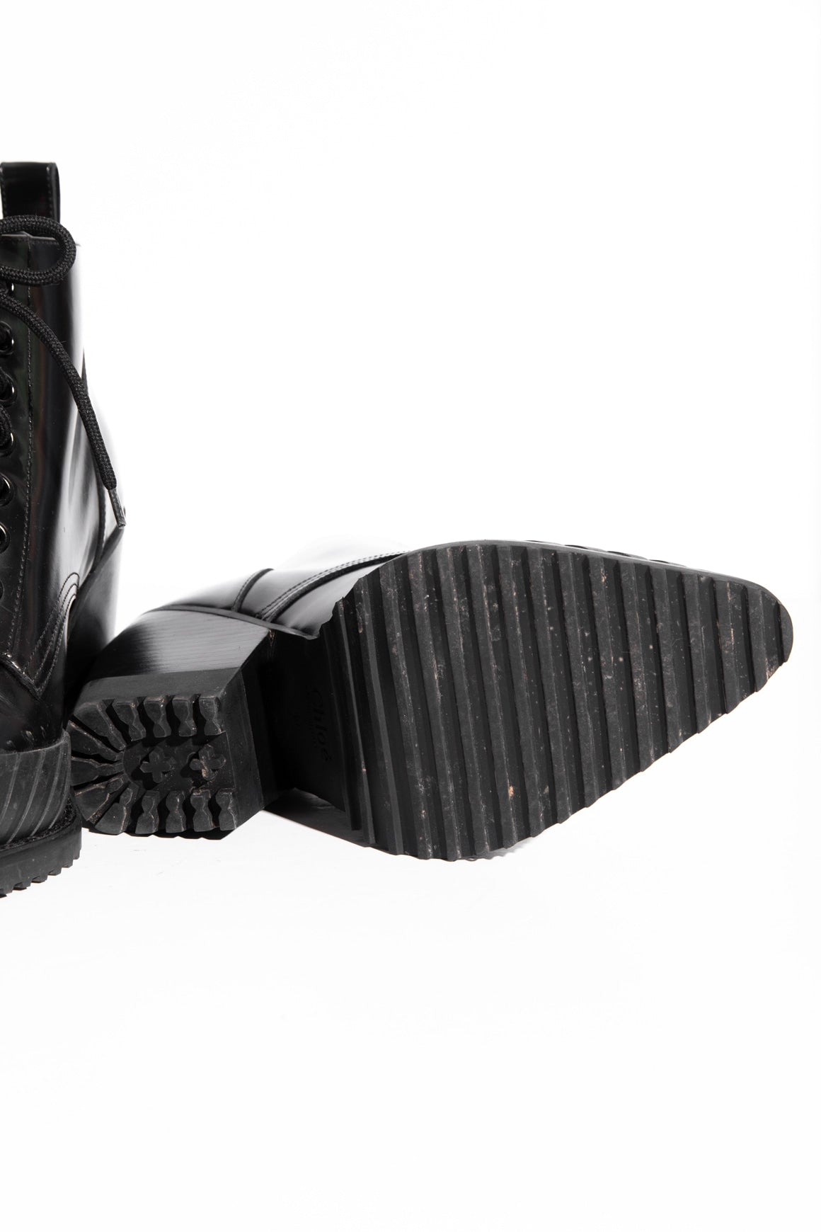 CHLOE Pointed Toe Lace Up Heeled Boots (Sz. 40)