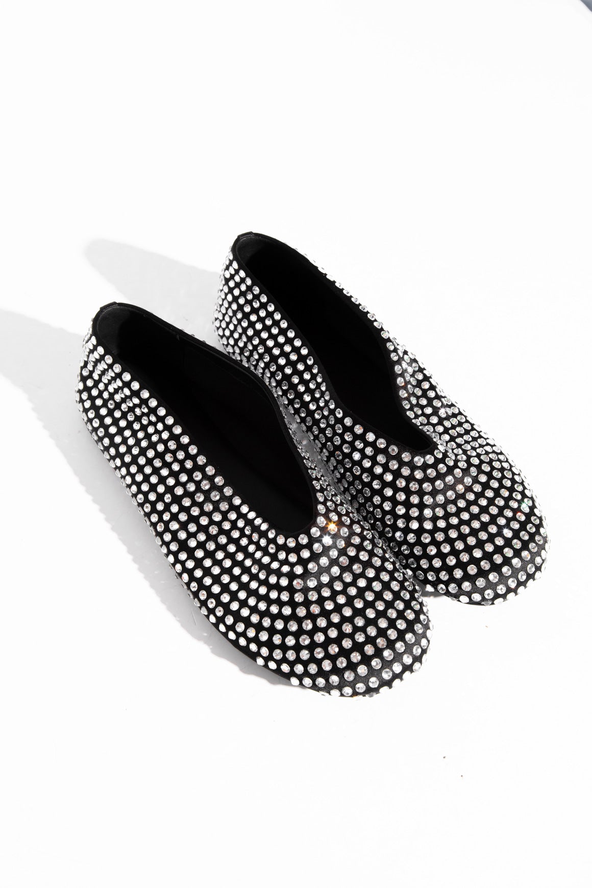 KHAITE Crystal-Embellished Satin Ballet Flats (Sz.39)