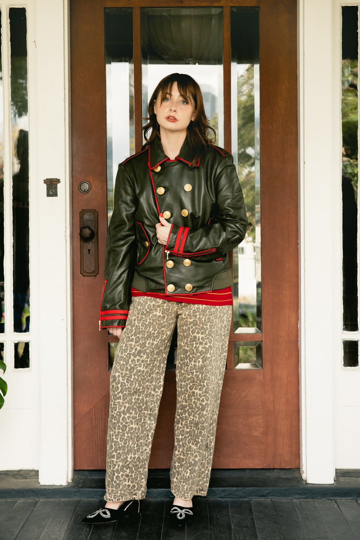 R13 Gold Button Leather Band Jacket (Sz. M)
