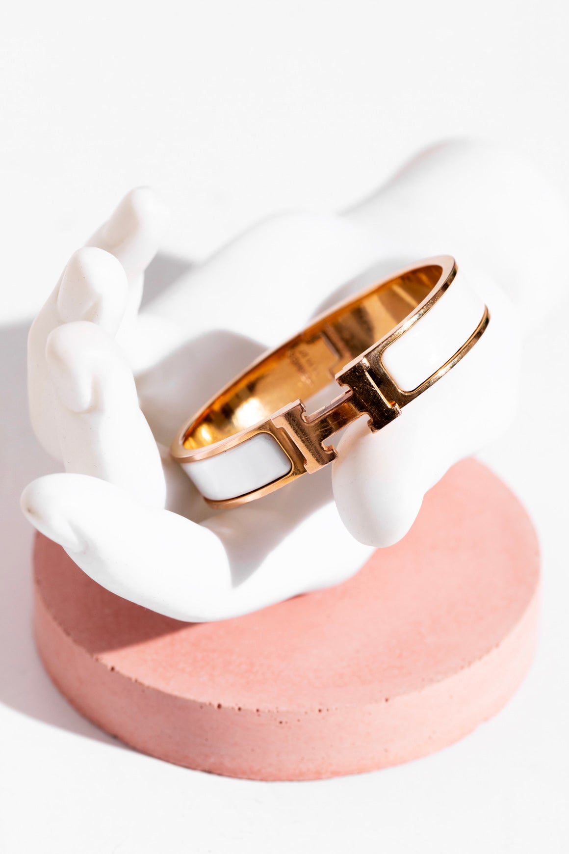 HERMES Gold & Cream Clic Clac Bracelet