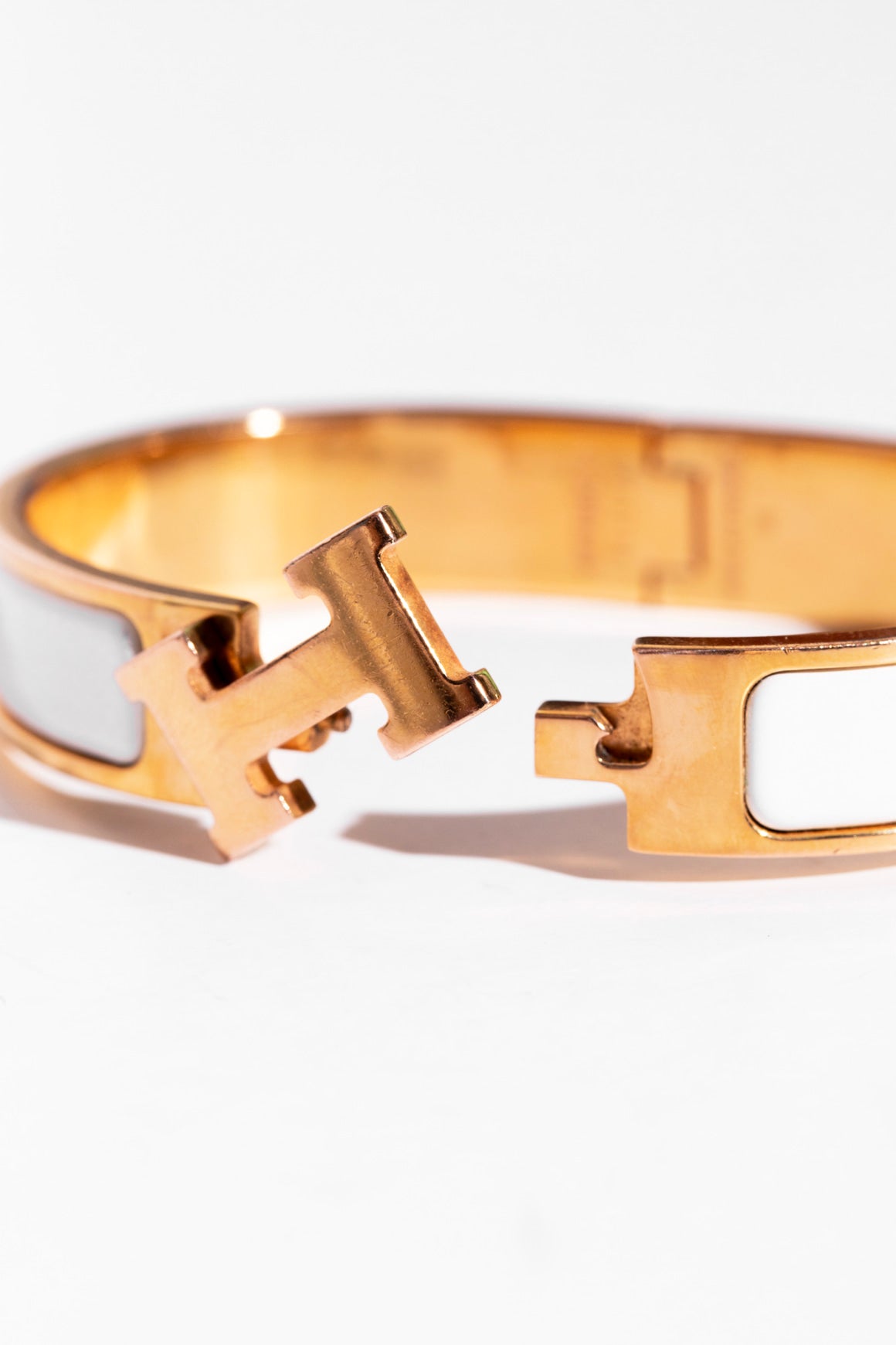 HERMES Gold & Cream Clic Clac Bracelet