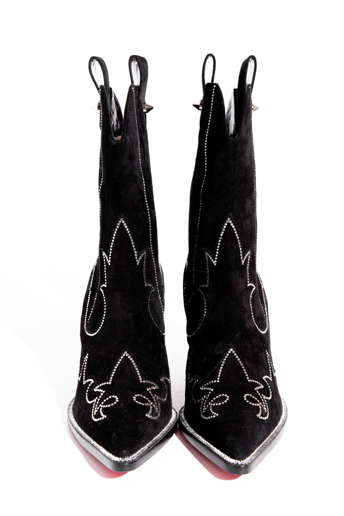 LOUBOUTIN Suede 'Santigag Strass' 85 Boots (Sz.37.5)